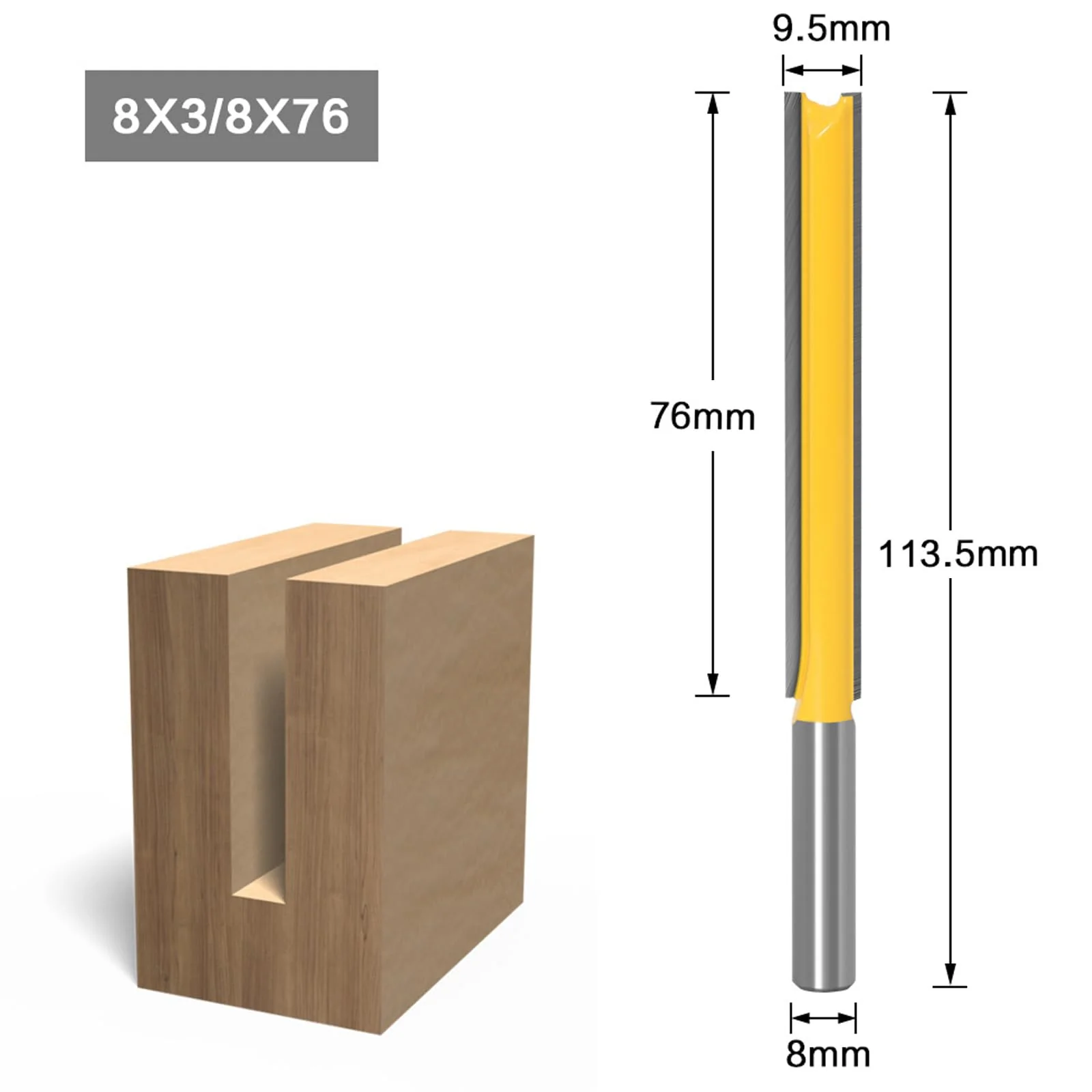 Bestgle Straight Cutter Cutting Blade 8 mm Shank Router Bit 2 Piece Cutter Groove Cutter Wood Cutter Bit Set Extension Cutter for Router Extra Long Cutting Length Straight Flush Cutter 50 mm 76 mm - Image 3