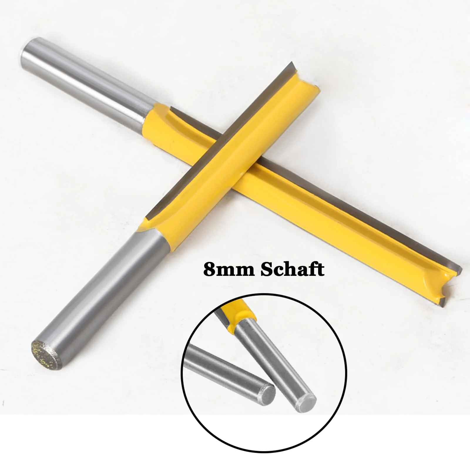 Bestgle Straight Cutter Cutting Blade 8 mm Shank Router Bit 2 Piece Cutter Groove Cutter Wood Cutter Bit Set Extension Cutter for Router Extra Long Cutting Length Straight Flush Cutter 50 mm 76 mm - Image 5