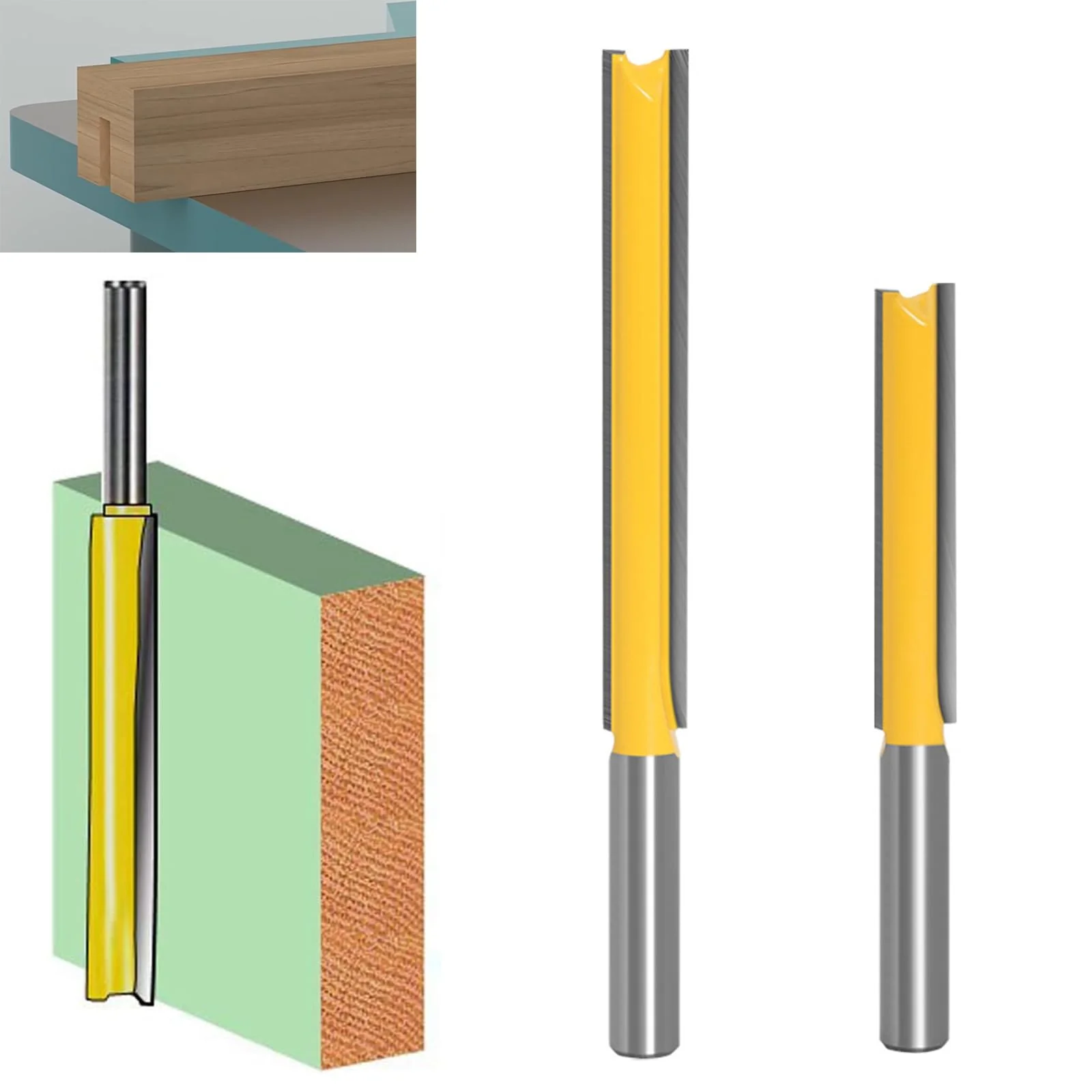 Bestgle Straight Cutter Cutting Blade 8 mm Shank Router Bit 2 Piece Cutter Groove Cutter Wood Cutter Bit Set Extension Cutter for Router Extra Long Cutting Length Straight Flush Cutter 50 mm 76 mm - Image 8
