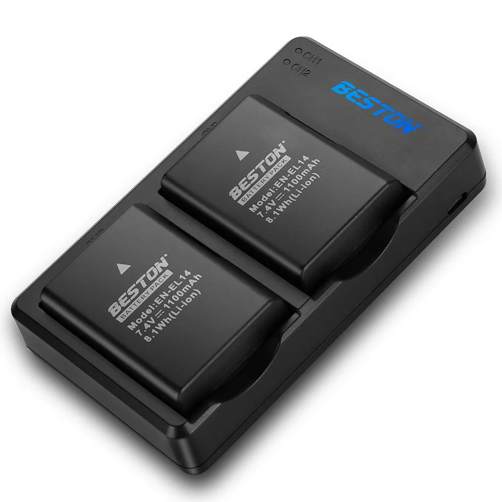BESTON 2-Pack EN-EL14 / EN-EL14a Battery Packs and Rapid USB Charger for Nikon D3100 D3200 D3300 D3400 D3500 D5100 D5200 D5300 D5500 D5600 DF Coolpix P7000 P7100 P7700 P7800 Cameras - Image 8