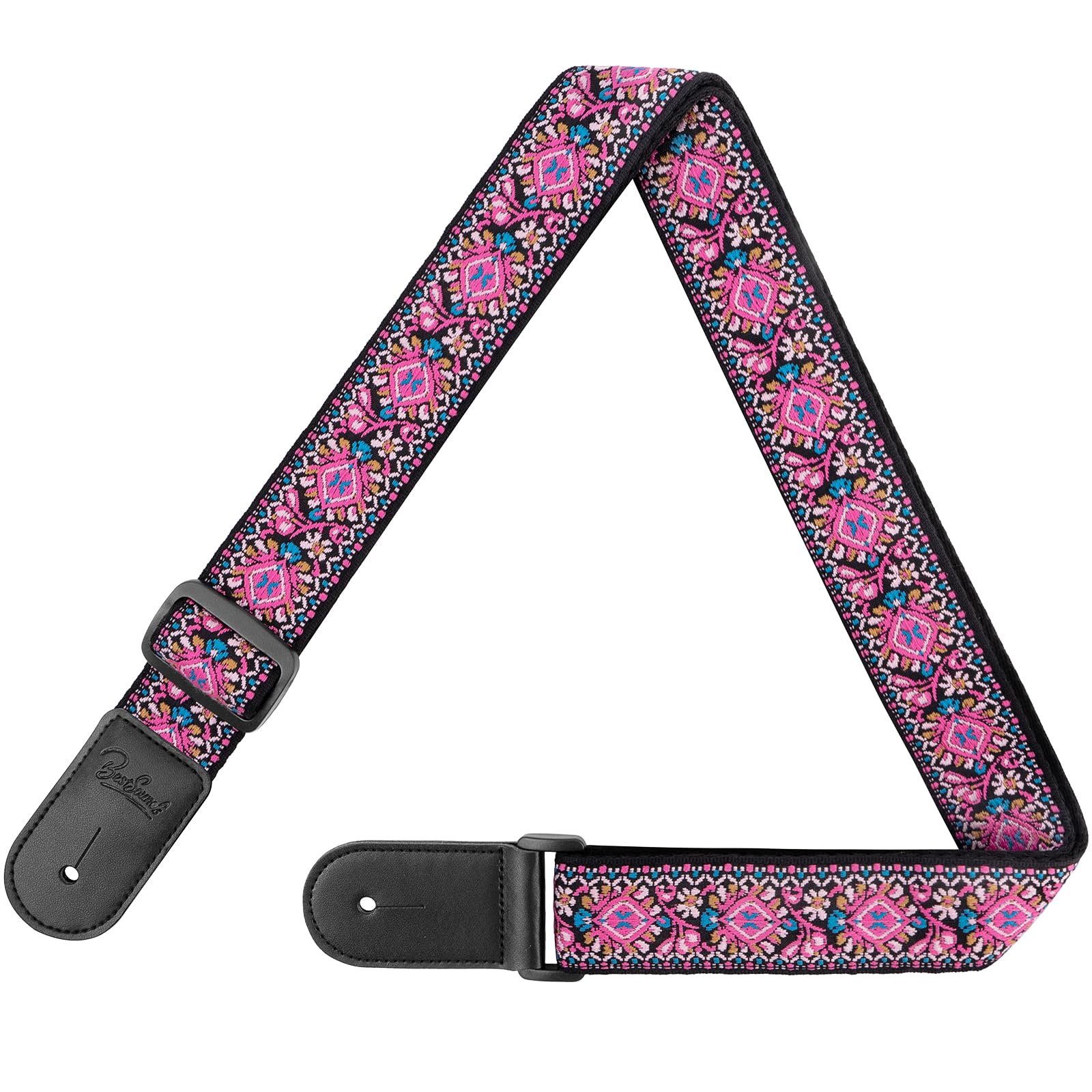 BestSounds Ukulele Strap, Jacquard Weave Adjustable Uke Mandolin Shoulder Straps for Adult & Kids, Ukulele Button Accessories Pink - Image 4