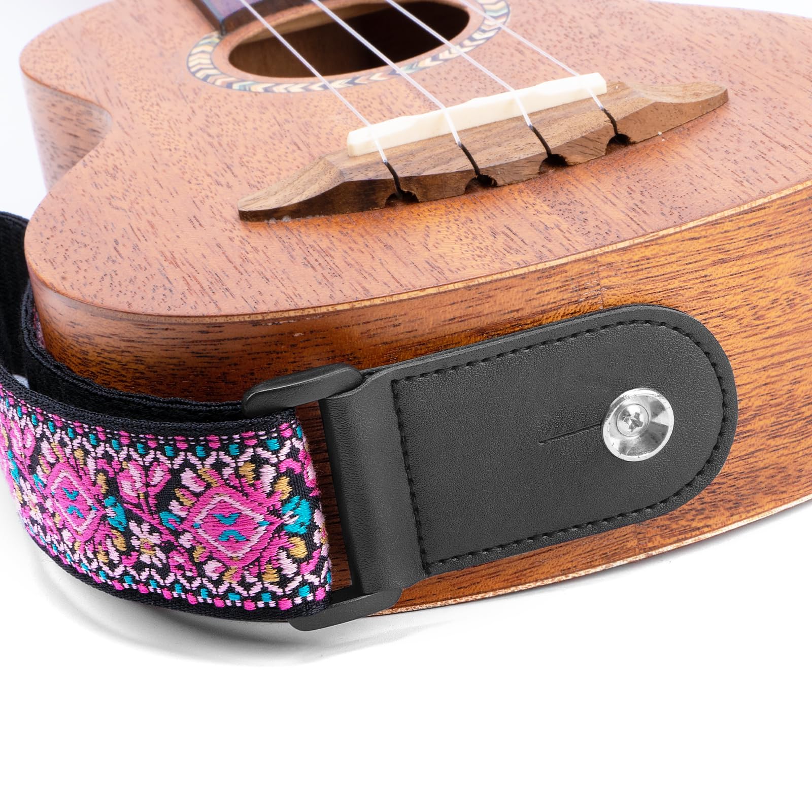 BestSounds Ukulele Strap, Jacquard Weave Adjustable Uke Mandolin Shoulder Straps for Adult & Kids, Ukulele Button Accessories Pink - Image 5
