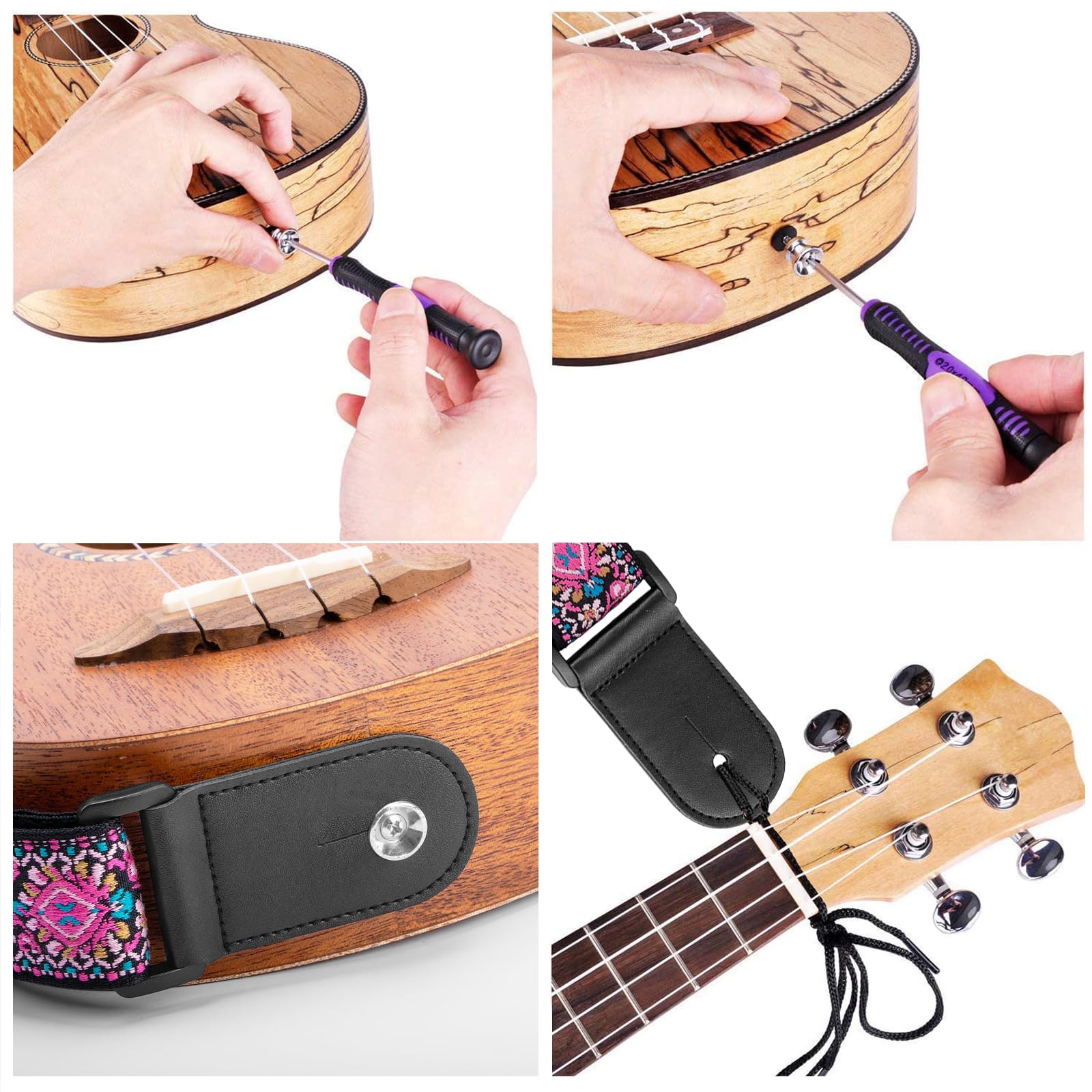 BestSounds Ukulele Strap, Jacquard Weave Adjustable Uke Mandolin Shoulder Straps for Adult & Kids, Ukulele Button Accessories Pink - Image 6