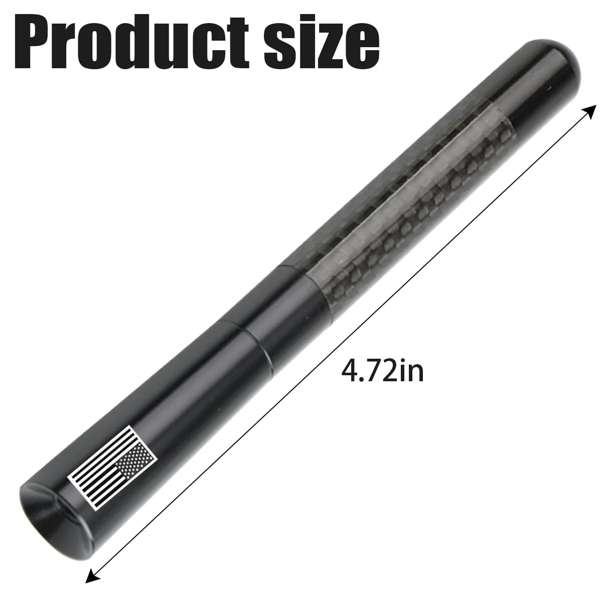BESULEN Car Short Antenna, 4.7 Inch Carbon Fiber American Flag Aluminum Auto Radio Antenna for AM/FM Reception, Universal Replacement Car Antenna with 9 Adapters, 2 Screws, 2 Rubber Rings Black - Image 2