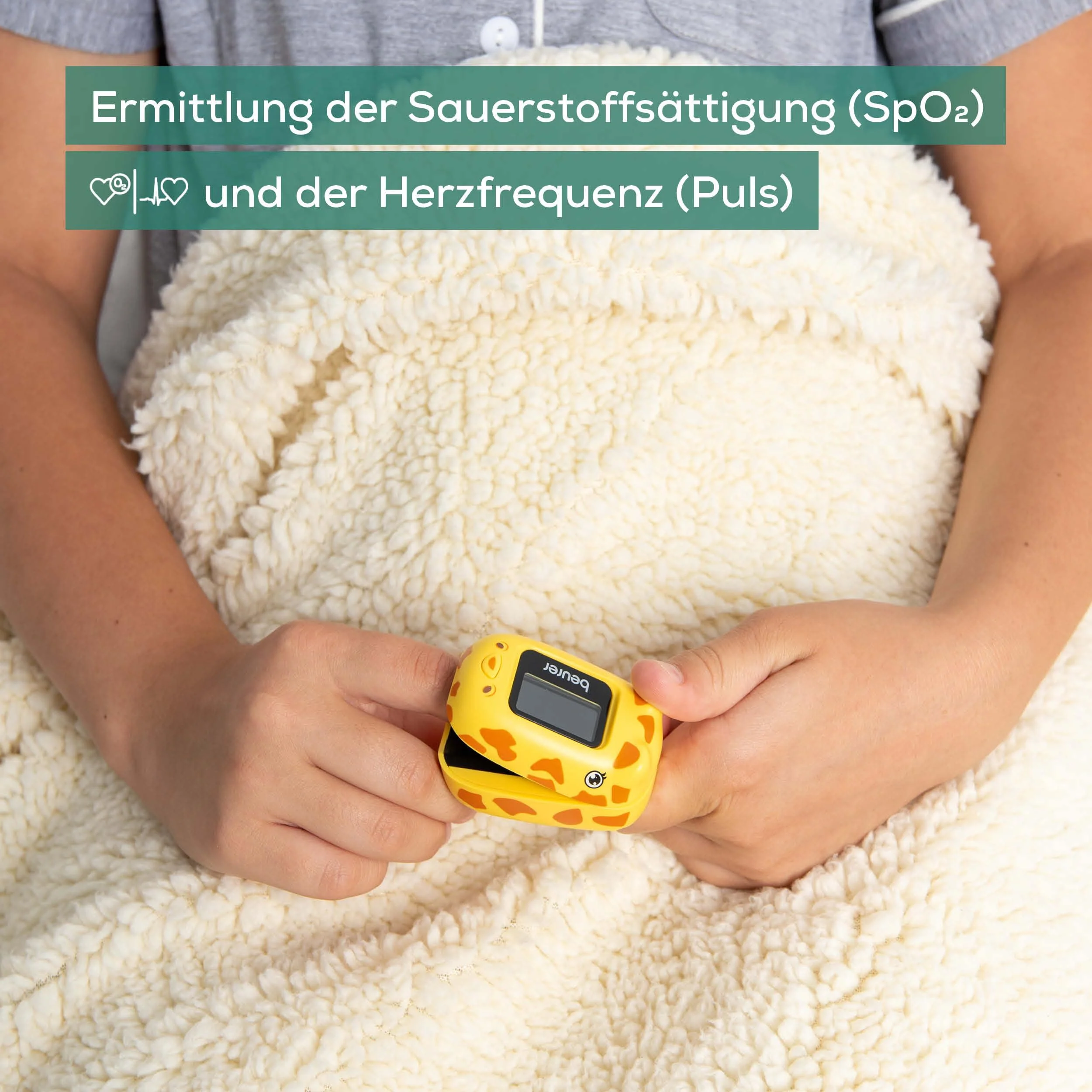 Beurer PO 13 Kids Finger Pulse Oximeter for Kids, Pulse and Oxygen Saturation Measurement in Seconds, Small Size, Automatic Display Alignment, with Belt Bag - Image 2