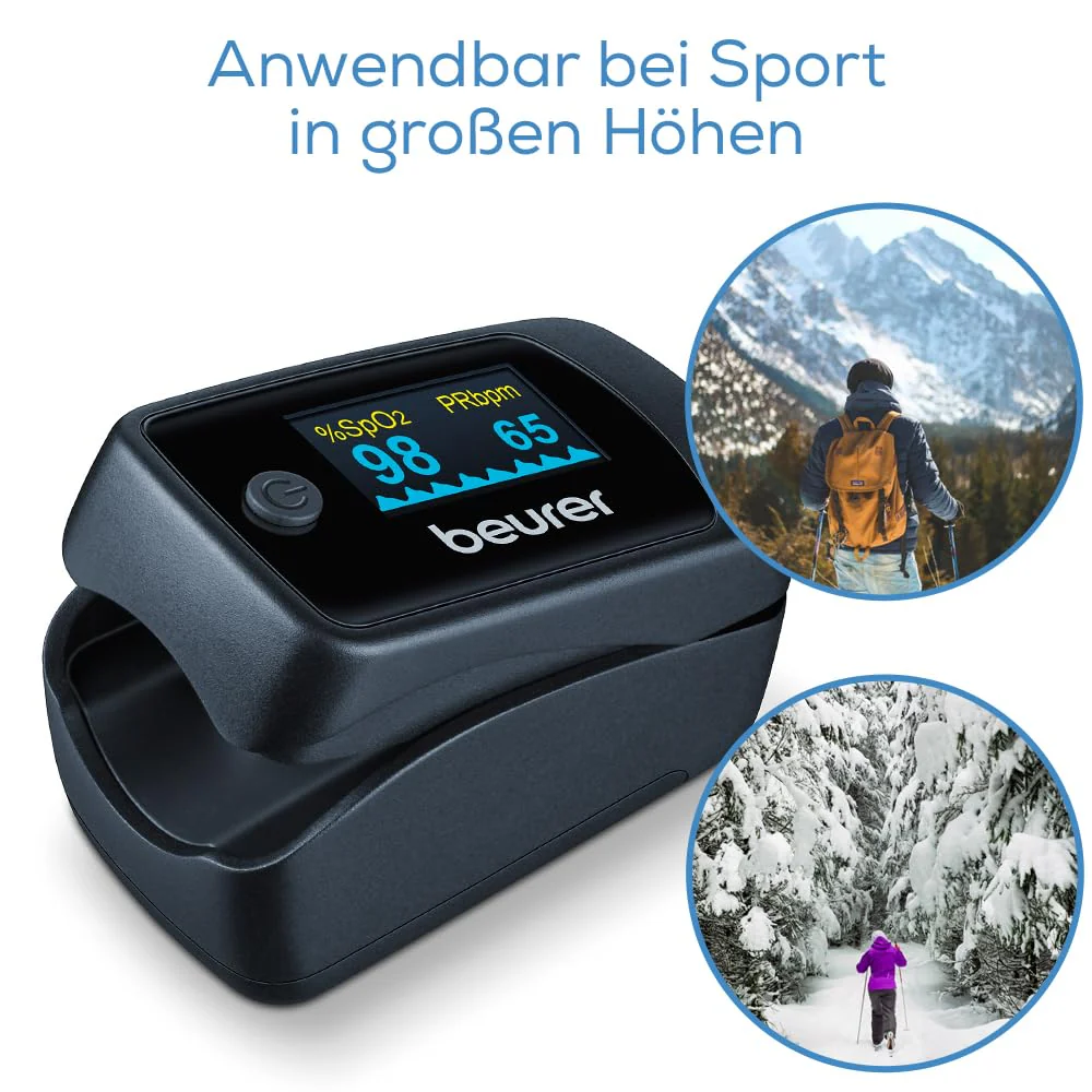 Beurer PO 40 Pulse Oximeter For Measuring Oxygen Saturation, Heart Rate And Perfusions Index (PI), Pain Free Application, Colour Display black Single - Image 3