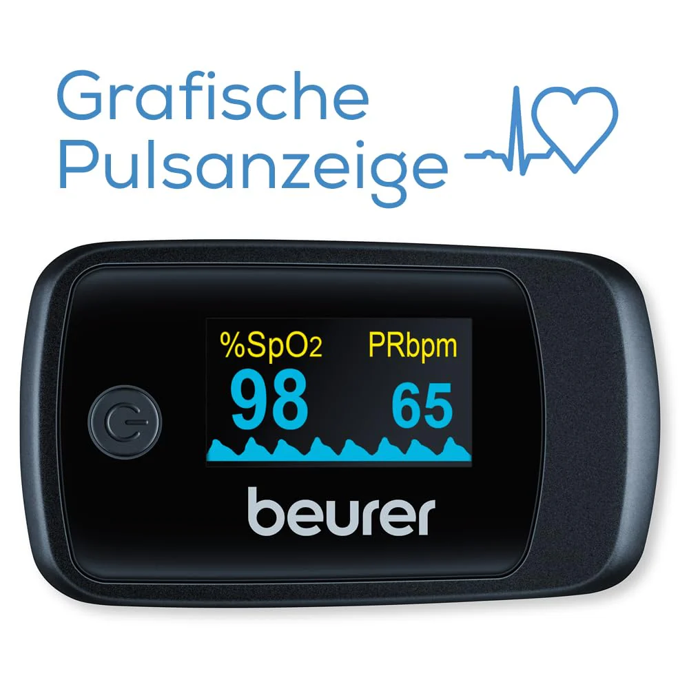Beurer PO 40 Pulse Oximeter For Measuring Oxygen Saturation, Heart Rate And Perfusions Index (PI), Pain Free Application, Colour Display black Single - Image 4