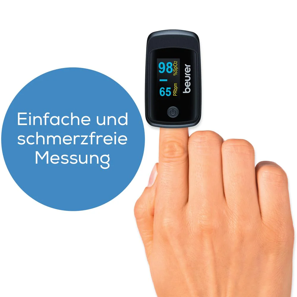 Beurer PO 40 Pulse Oximeter For Measuring Oxygen Saturation, Heart Rate And Perfusions Index (PI), Pain Free Application, Colour Display black Single - Image 6