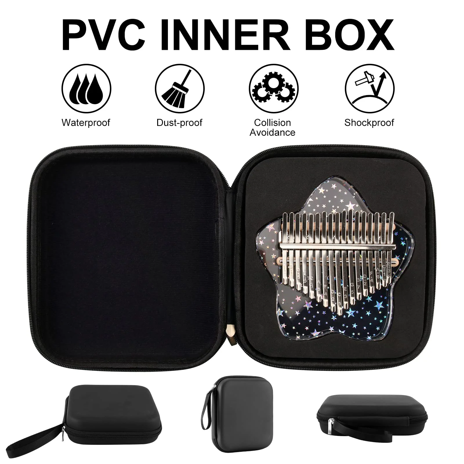 Beveetio Clear Kalimba Thumb Piano With Eva Protective Case, Transparent Crystal Kalimba 17 Key, Musical Instrument Gifts, Rainbow Star Finger Piano, Acrylic Mbira… Transparent & Rainbow Star - Image 5
