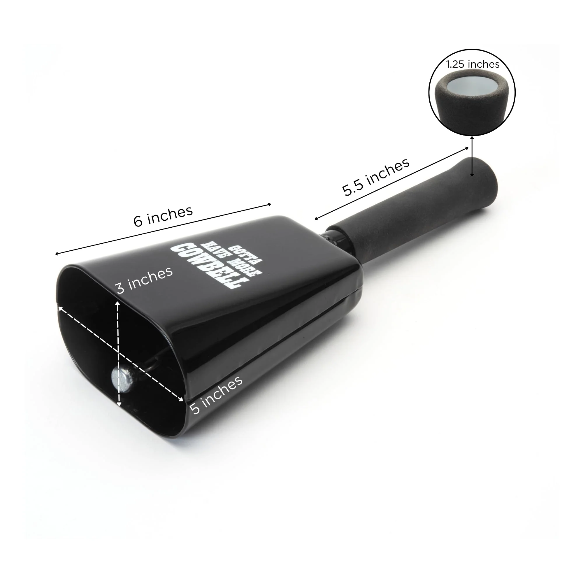 Bevin Bells Yell Bells | Cow Bells with Megaphone | Loud Bell | Attention Getter | Cowbell with Handle | Made of Steel | Ideal for Sports Events, Cheering, Games, Parties and Emergencies | Made in USA GHMC Black - Image 2