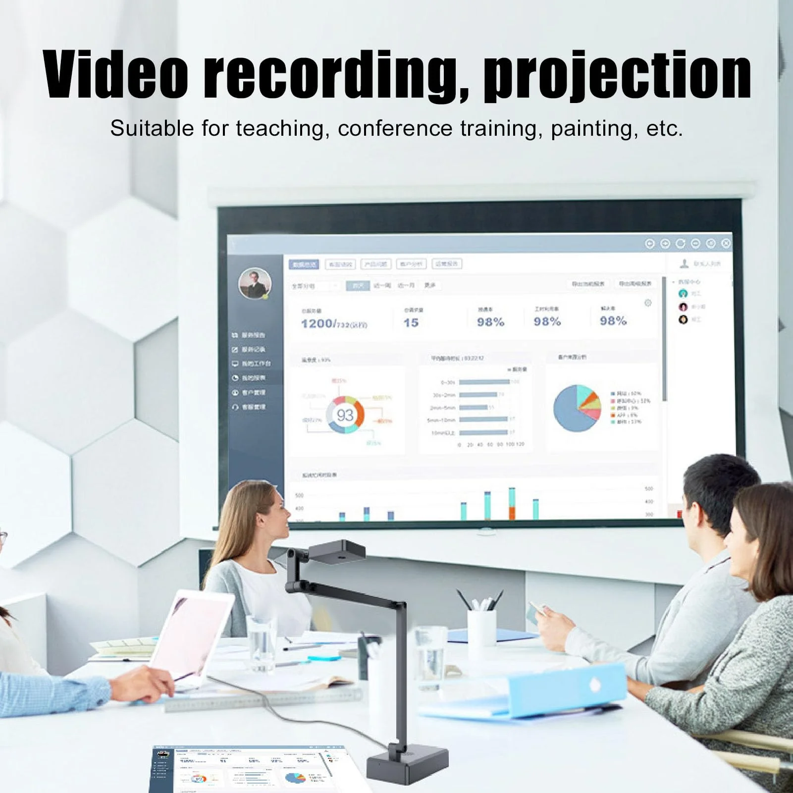 Bewinner 4K 16MP Ultra Document Camera & Webcam, USB Overhead Projector CMOS Image Sensor Adjustable Angle for Live Demo, Remote Teaching for OS X for Windows for OBS for Android - Image 2