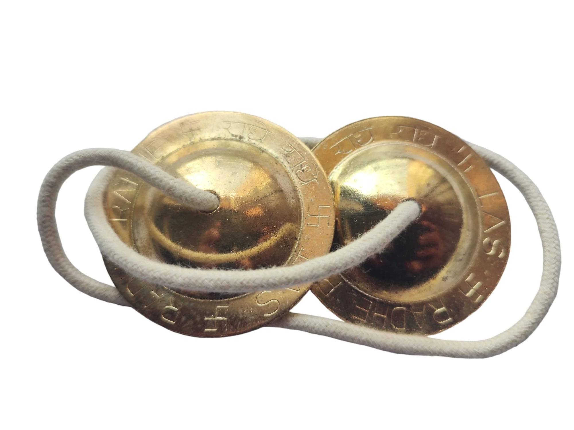 BHAVICREATION Manjeera Manjira Cymbals Hand Cymbal Metal Clapper Shree Radhe Manjeera for Puja (2 Quantity), Bhavi-1 2 Quantity - Image 2