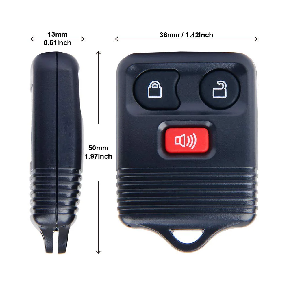 Big-Autoparts 2 Replacement Keyless Entry Remote Key Fob Clicker Transmitter for Ford 1998-2016 F-150 F-250 F-350, Mazda, Mercury, Lincoln - 3 Button 2 Pack 3 Button - Image 3