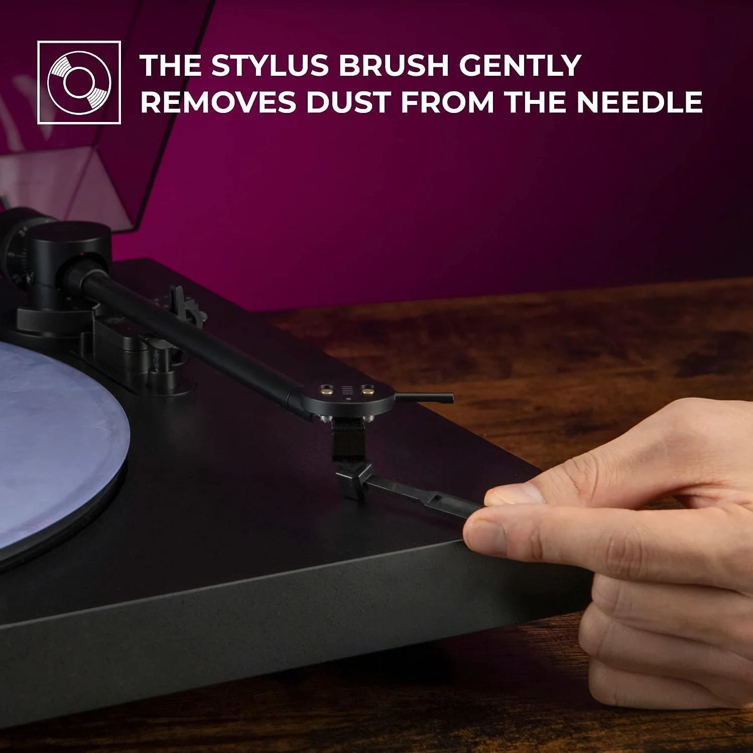 Big Fudge Vinyl Record Cleaning Kit - 4-in-1 Record Cleaner Solution - Includes Ultra-Soft Velvet Record Brush, Cleaning Liquid, Stylus Brush and Storage Pouch - Image 2