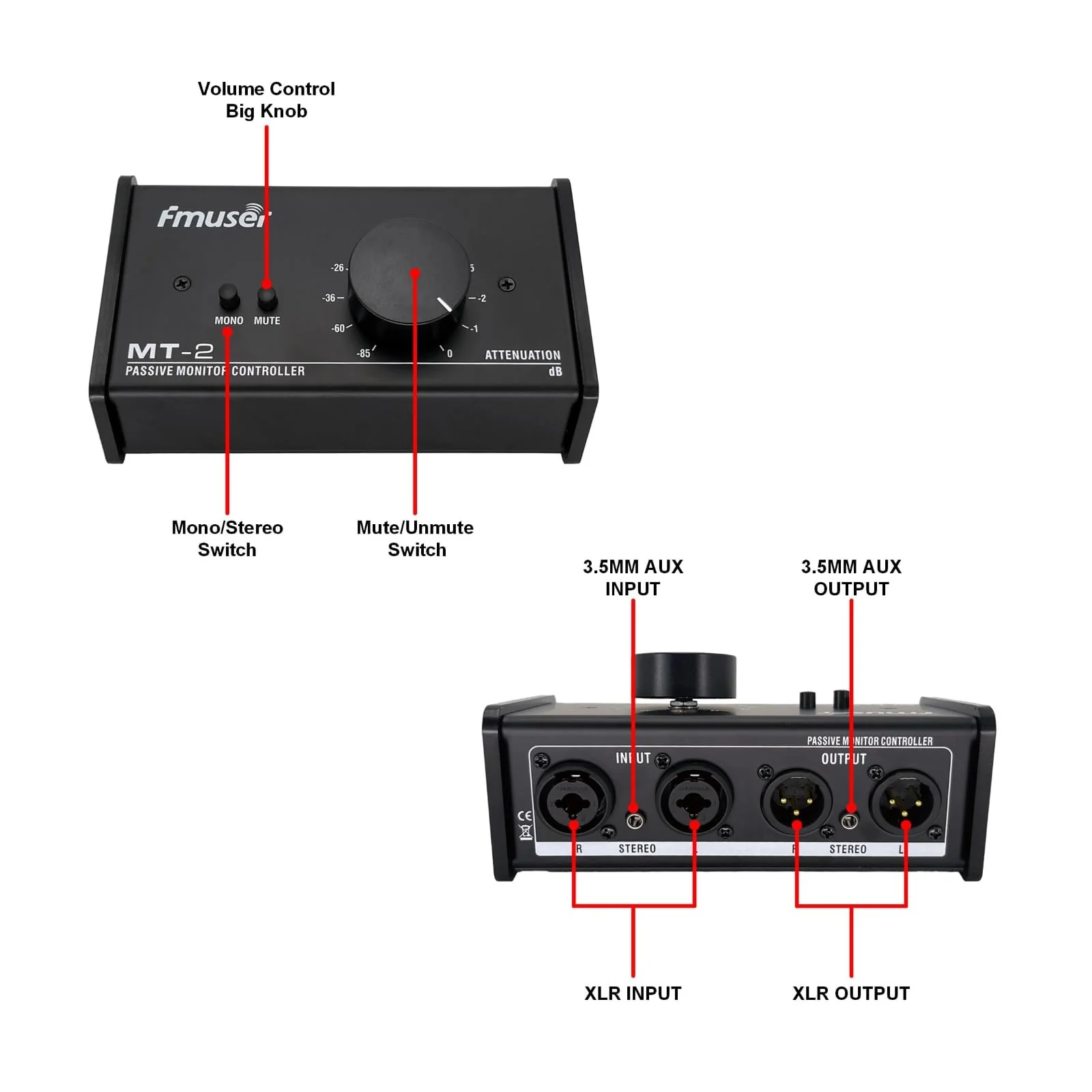 Big Knob Passive Studio Monitor Controller, Professional Monitor Volume Control for Precise Audio Control, Ideal for Studio and Home Audio System - Image 4