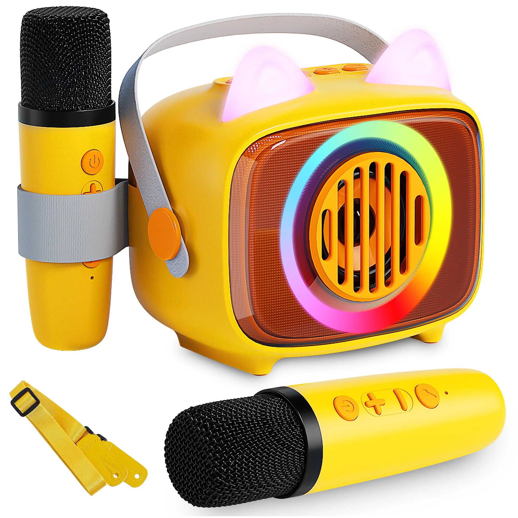 BIGASUO Karaoke Machine for Kids, Mini Portable Bluetooth Speaker with 2 Wireless Microphones and LED Lights, Kids Toys Ideal Gifts for Girls & Boys Birthday Home Party 1 - Image 9