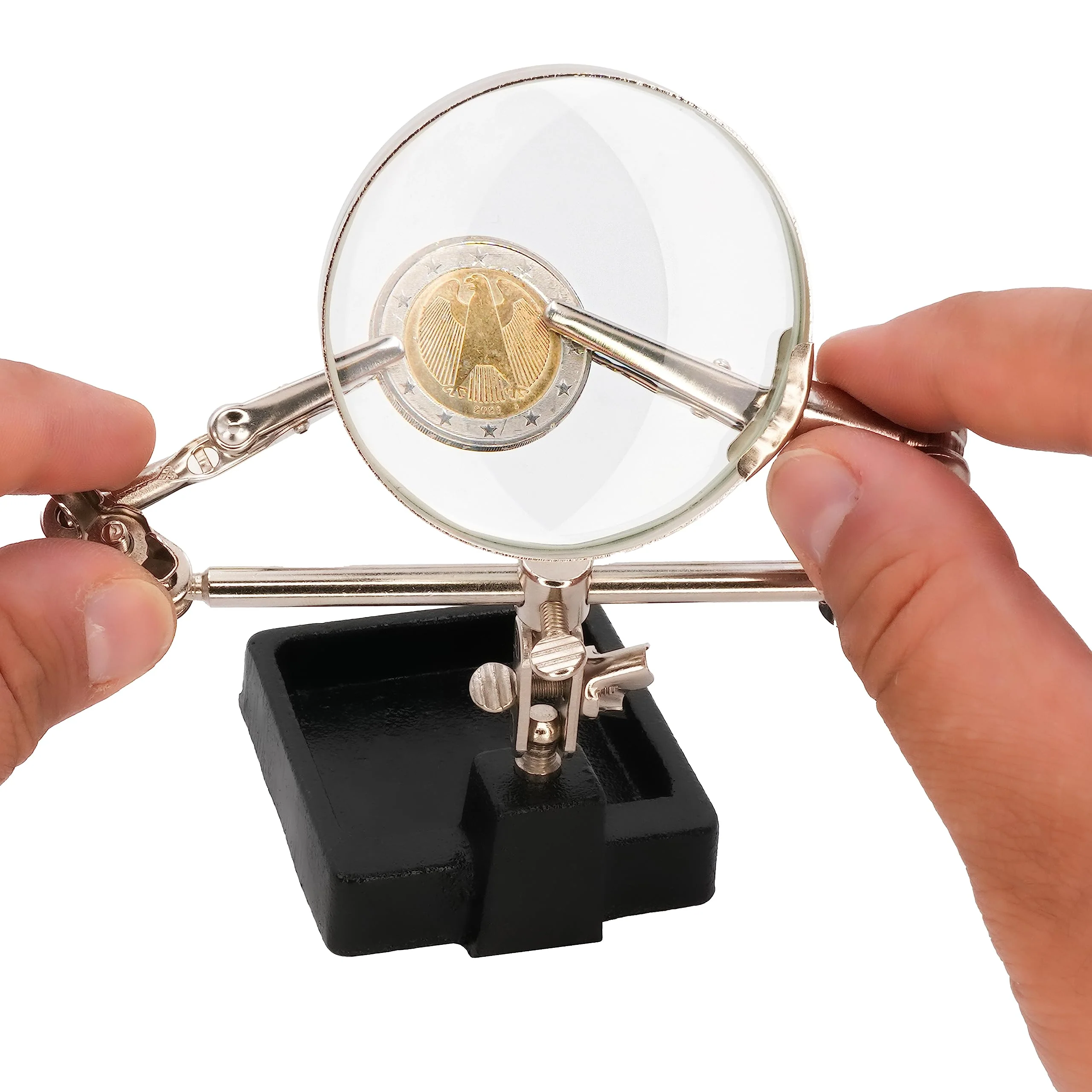 BIGtec Third Hand with Magnifying Glass Helping Hand Precision Mechanics Soldering Aid Soldering Accessories Soldering Tool with Interchangeable Clamps Crocodile Clips - Image 5
