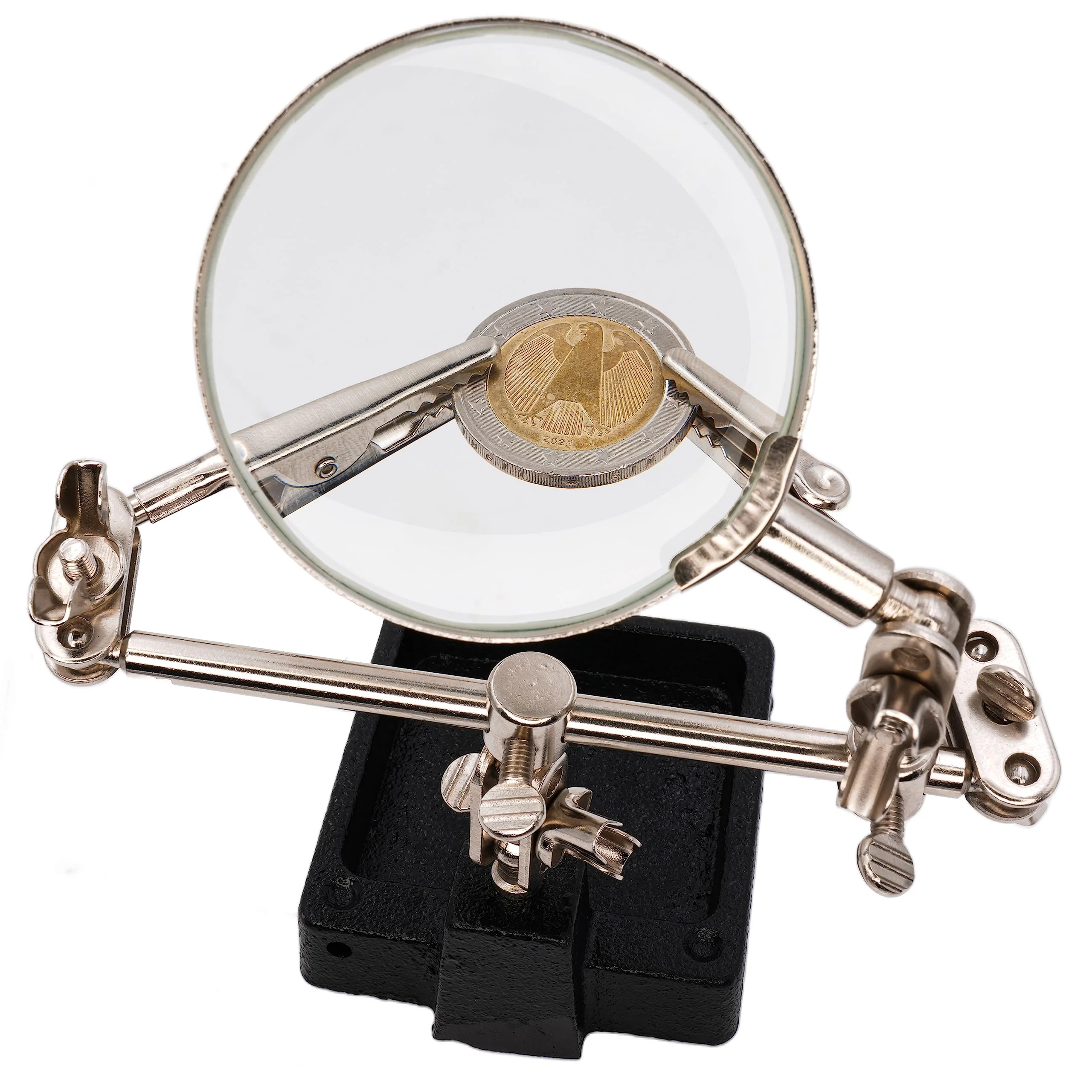 BIGtec Third Hand with Magnifying Glass Helping Hand Precision Mechanics Soldering Aid Soldering Accessories Soldering Tool with Interchangeable Clamps Crocodile Clips - Image 6