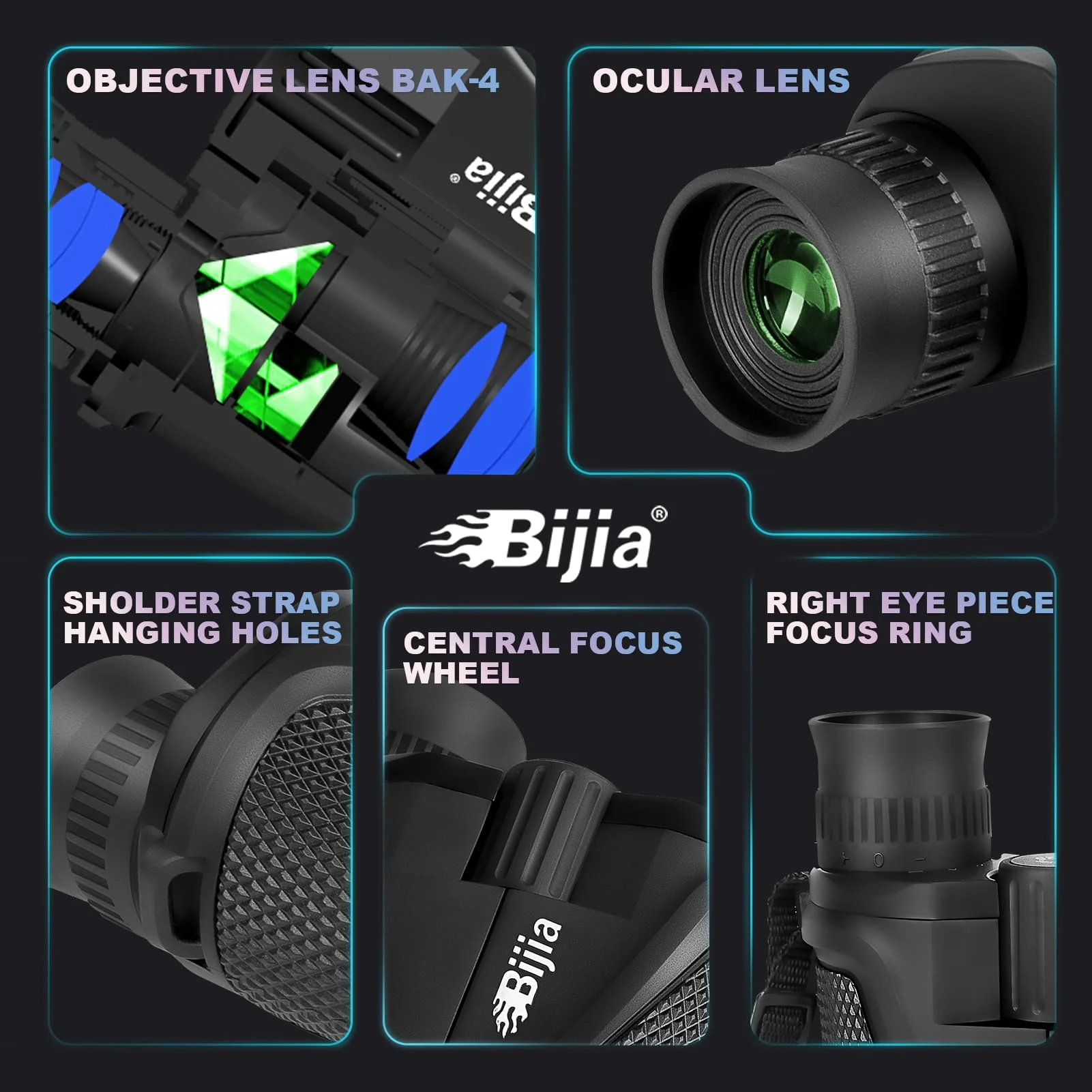 BIJIA 12 x 25 Compact Binoculars for Adults and Kids, Easy Focus Small Binoculars with BAK4 Prism, Large Eyepiece, Waterproof, Low Light Vision for Travel, Hiking, Bird Watching, Hunting, Concerts - Image 2