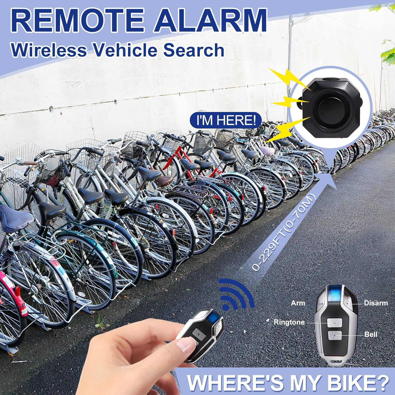 Bike Horn Electric Vehicle Alarm Wireless Vibration Alarm System with Motion Sensor Waterproof Rechargeable Antitheft Alarm for Ebikes Bike Scooter Car (SF32 Alarm one Pack) SF32 Alarm one pack - Image 3