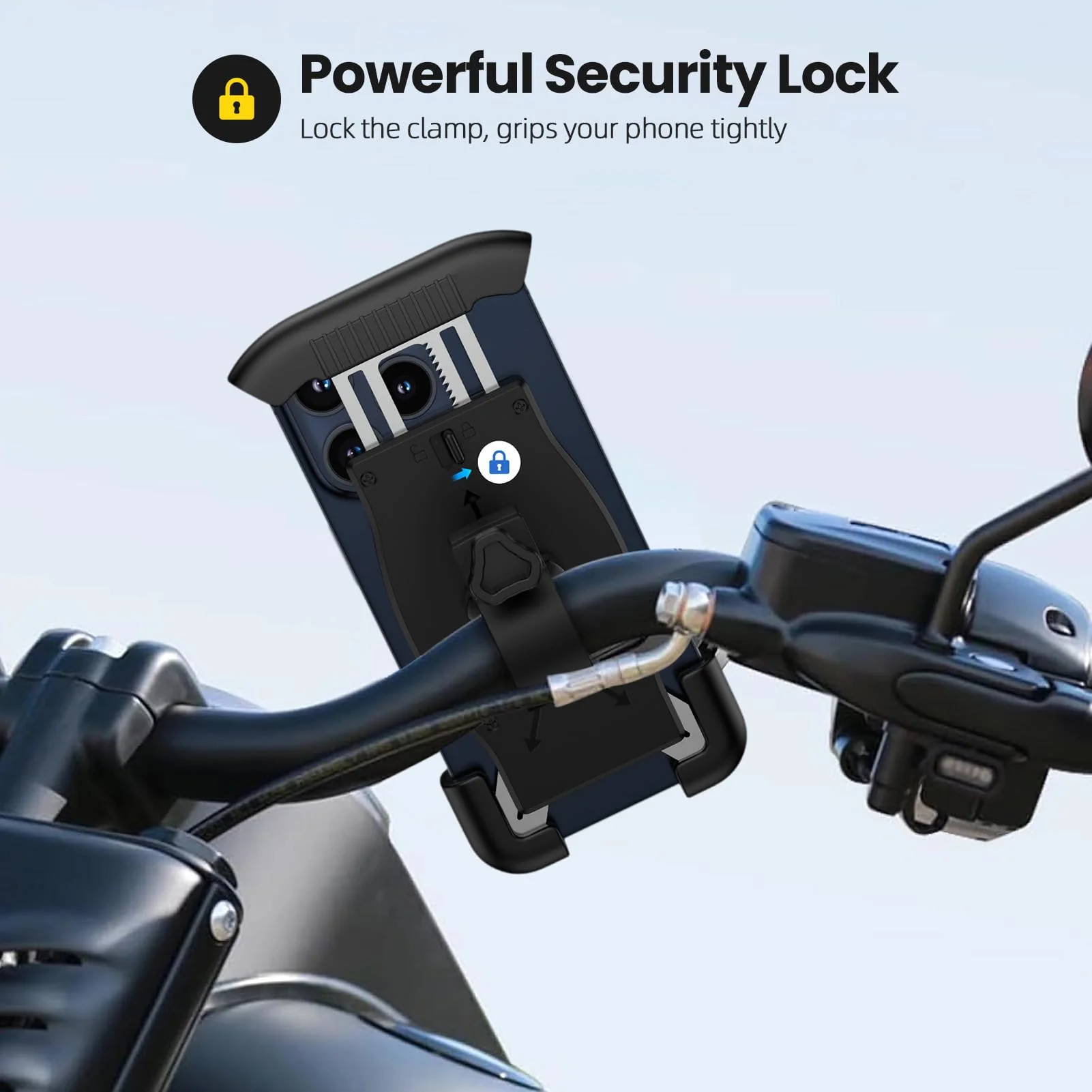Bike Phone Holder, Motorcycle Phone Mount 360°Rotatable Handlebar Cell Phone Clamp Scooter Phone Clip for iPhone 15 Pro Max/Plus,14/13/12/11,Galaxy S24 Ultra/S23/A15/A54/S9 and More 4.7"-7.3" Phones - Image 3