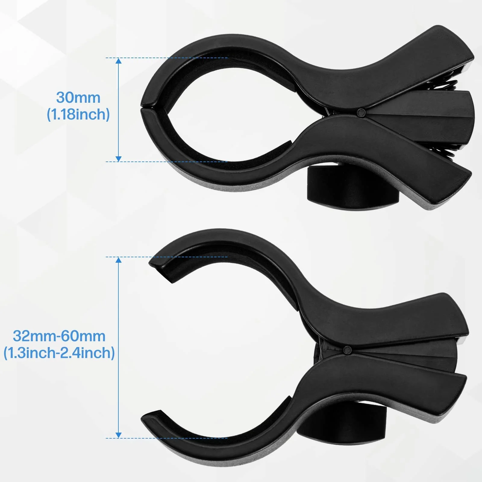 BILIONE 4pcs Versatile Microphone Clip, Adjustable Mic Holder for Microphones with Outer Diameter Range 1.26" from 2.3", with 5/8" Male to 3/8" Female Screw Adapter(Black) 4 Pack black - Image 3