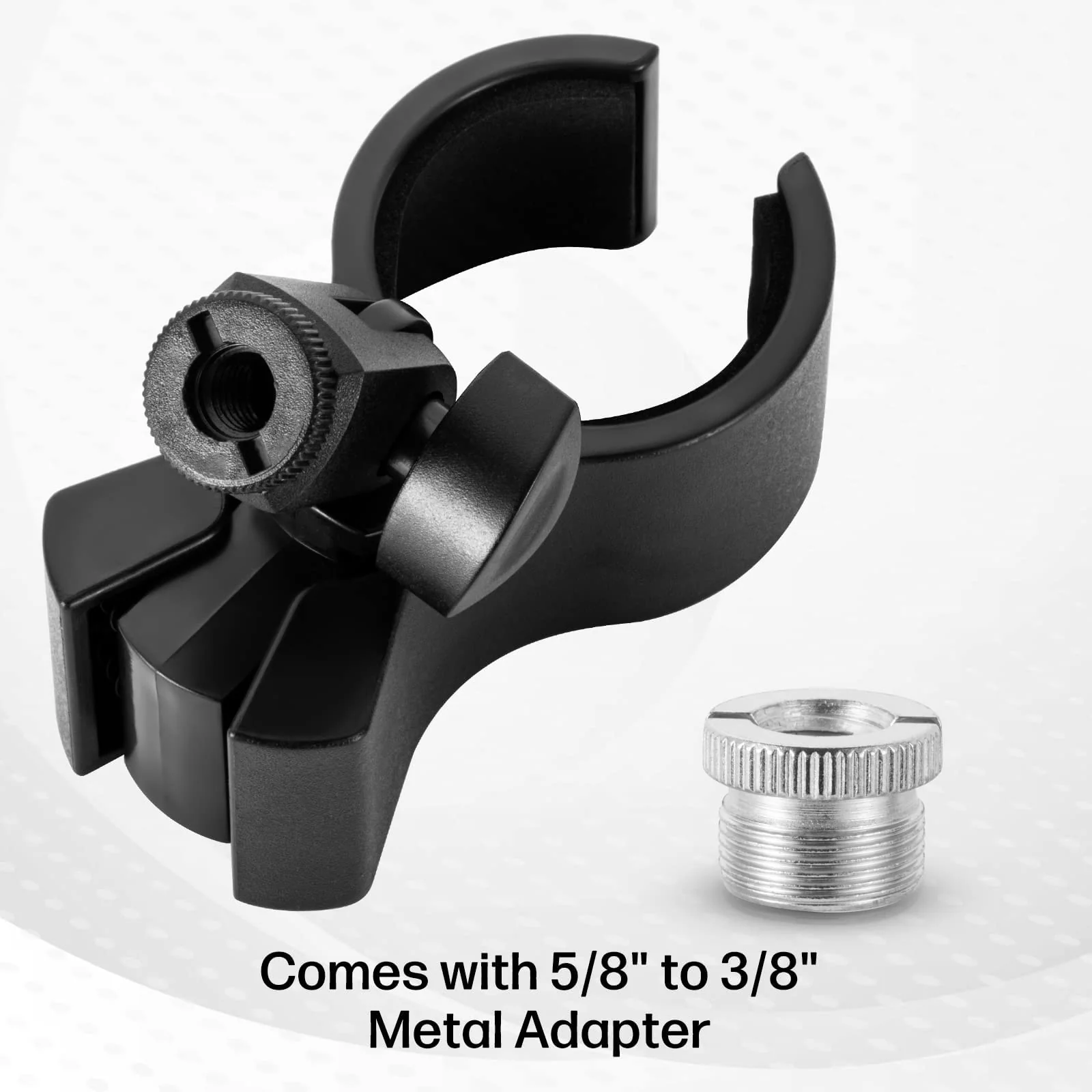 BILIONE 4pcs Versatile Microphone Clip, Adjustable Mic Holder for Microphones with Outer Diameter Range 1.26" from 2.3", with 5/8" Male to 3/8" Female Screw Adapter(Black) 4 Pack black - Image 5