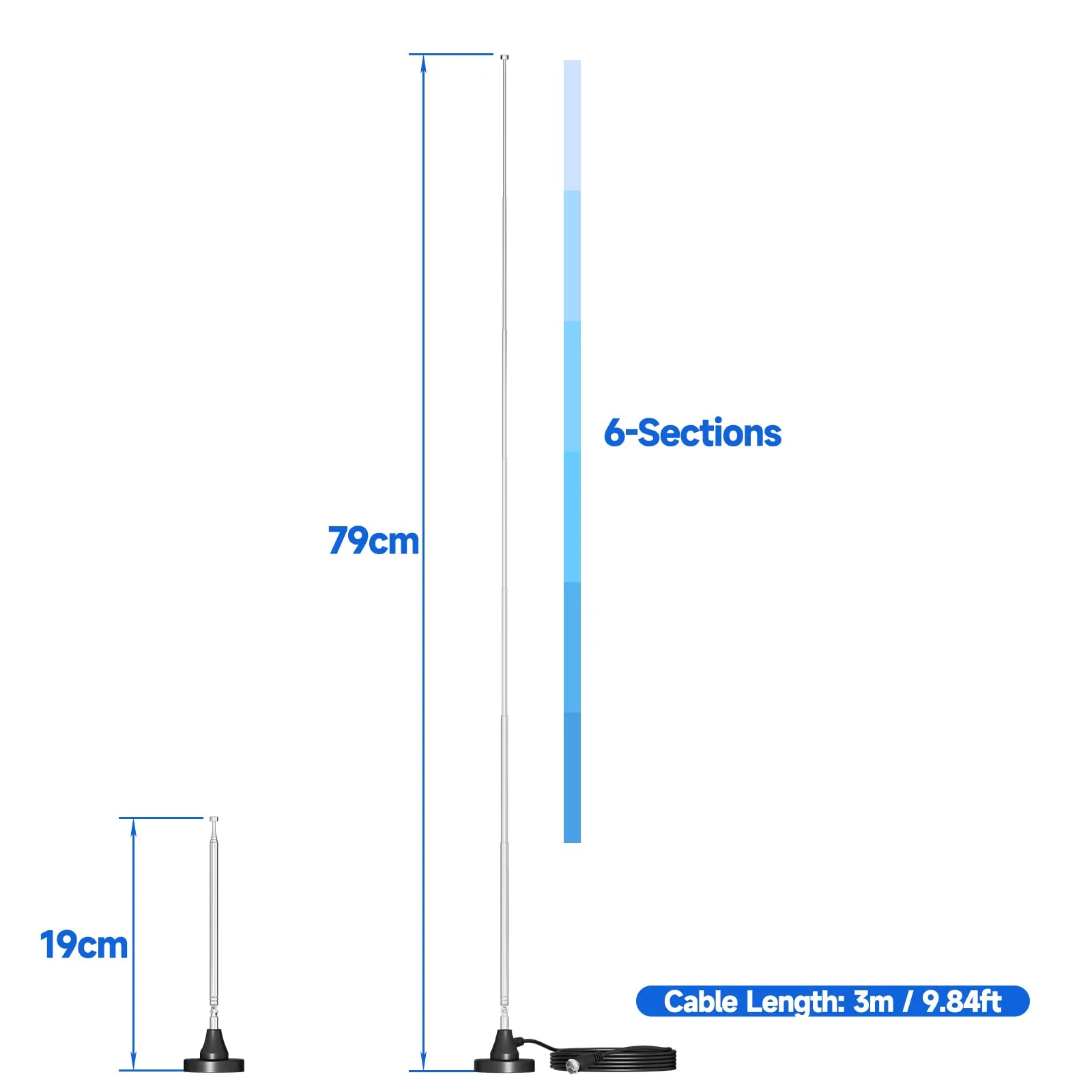 Bingfu Strong Magnetic Base FM Radio Antenna Telecopic for Pioneer Onkyo Yamaha Marantz Sherwood Indoor Digital HD FM Radio Bluetooth Home Stereo Receiver AV Audio Video Home Theater Tuner - Image 9