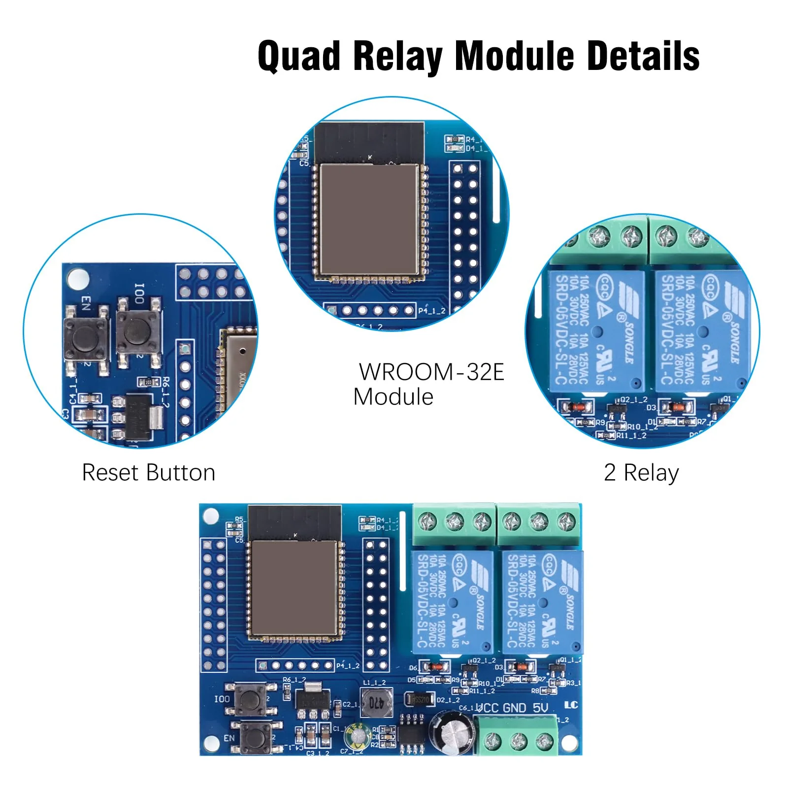 Binghe ESP Relay 2-Channel Module, ESP-32 Relay Development Board with 4 MB Flash Dual WiFi DC5-60V Power Supply for Secondary Development Learning (LC-Relay-ESP32-2R-D5) - Image 2