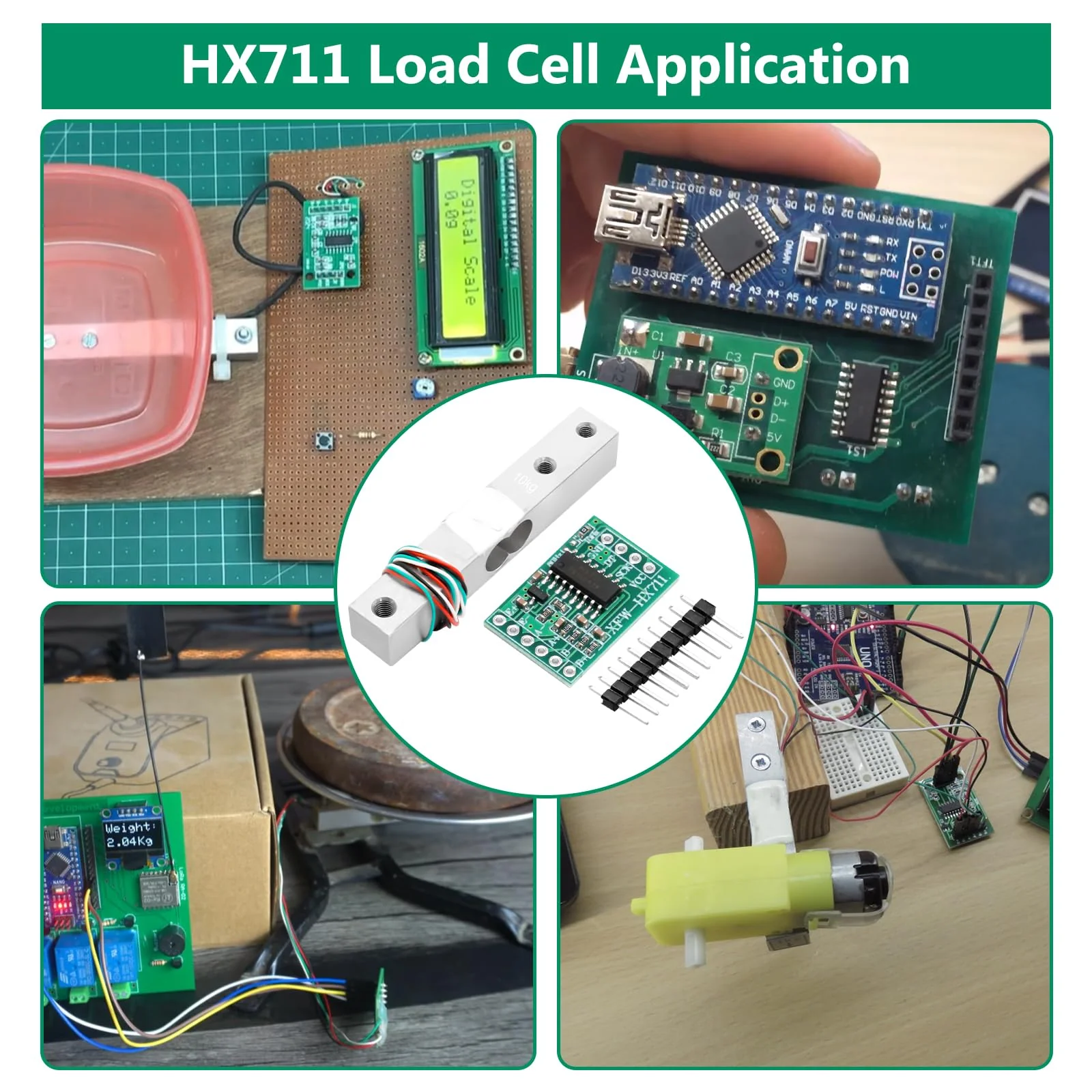 Binghe HX711 AD Amplifier Module + 10 kg Weight Sensor HX711 Load Cell Kit High Precision Load Cell Module Compatible with Arduino/Portable Electronic Kitchen Scales - Image 6