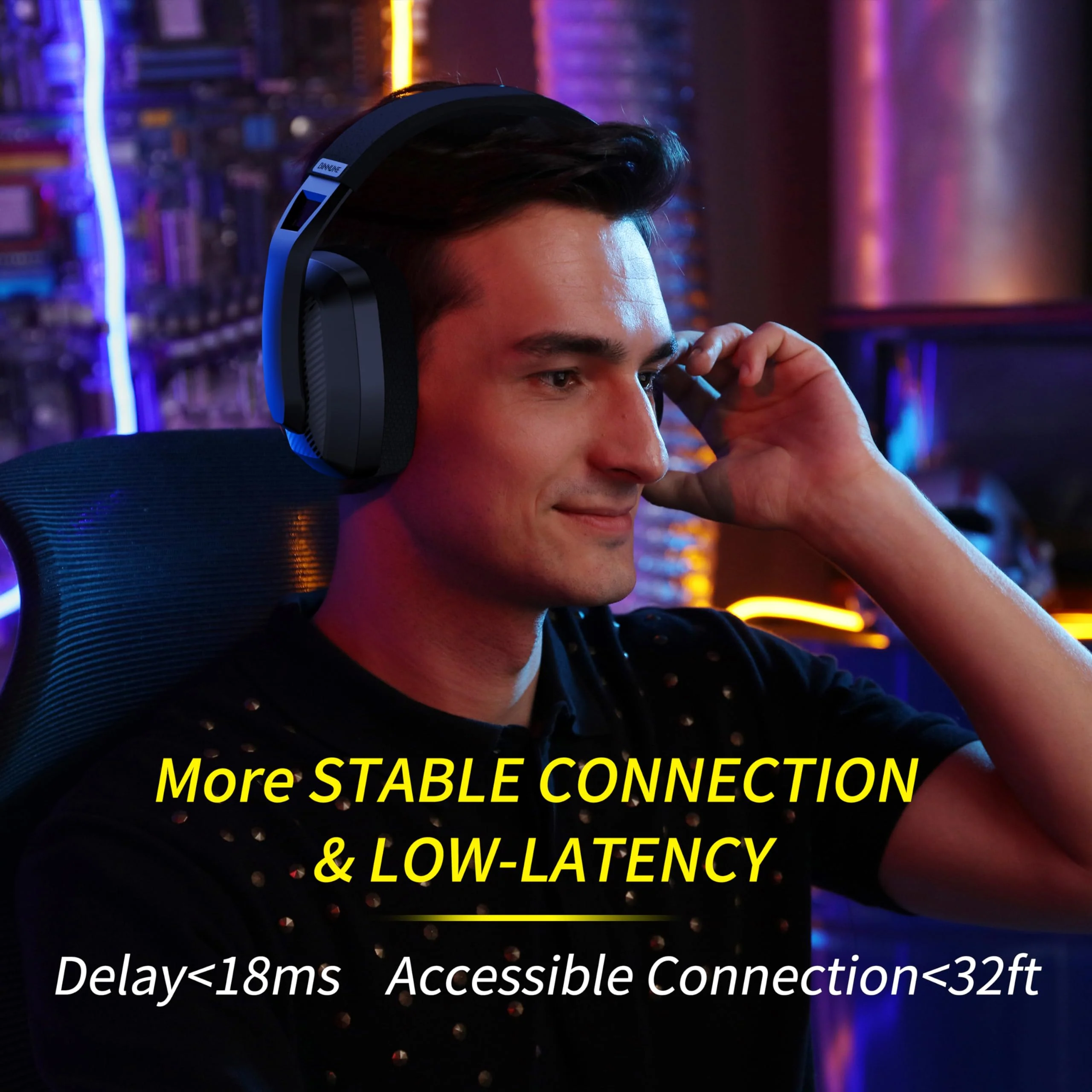 BINNUNE 2.4GHz Wireless Gaming Headset with Mic for PS5, PS4, PC, Mac, Playstation 4 5, Bluetooth Gaming Headset with Flip Microphone, Gaming Headphones for Laptop Computer, Black - Image 3