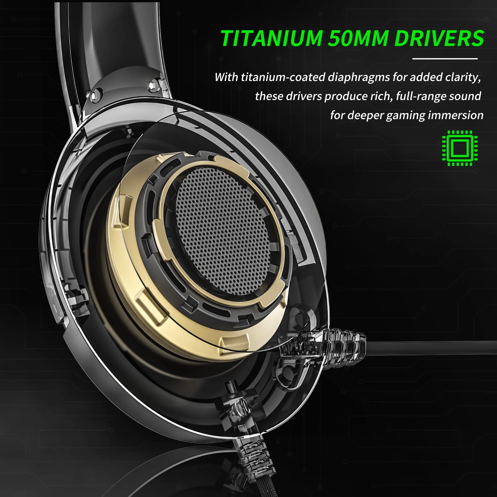 BINNUNE Gaming Headset with Mic for PS4 PS5 Xbox Series X|S Xbox 1 PC NS, Wired Gaming Headphones with Microphone for PS 4|5 Xbox1 Black Green - Image 4