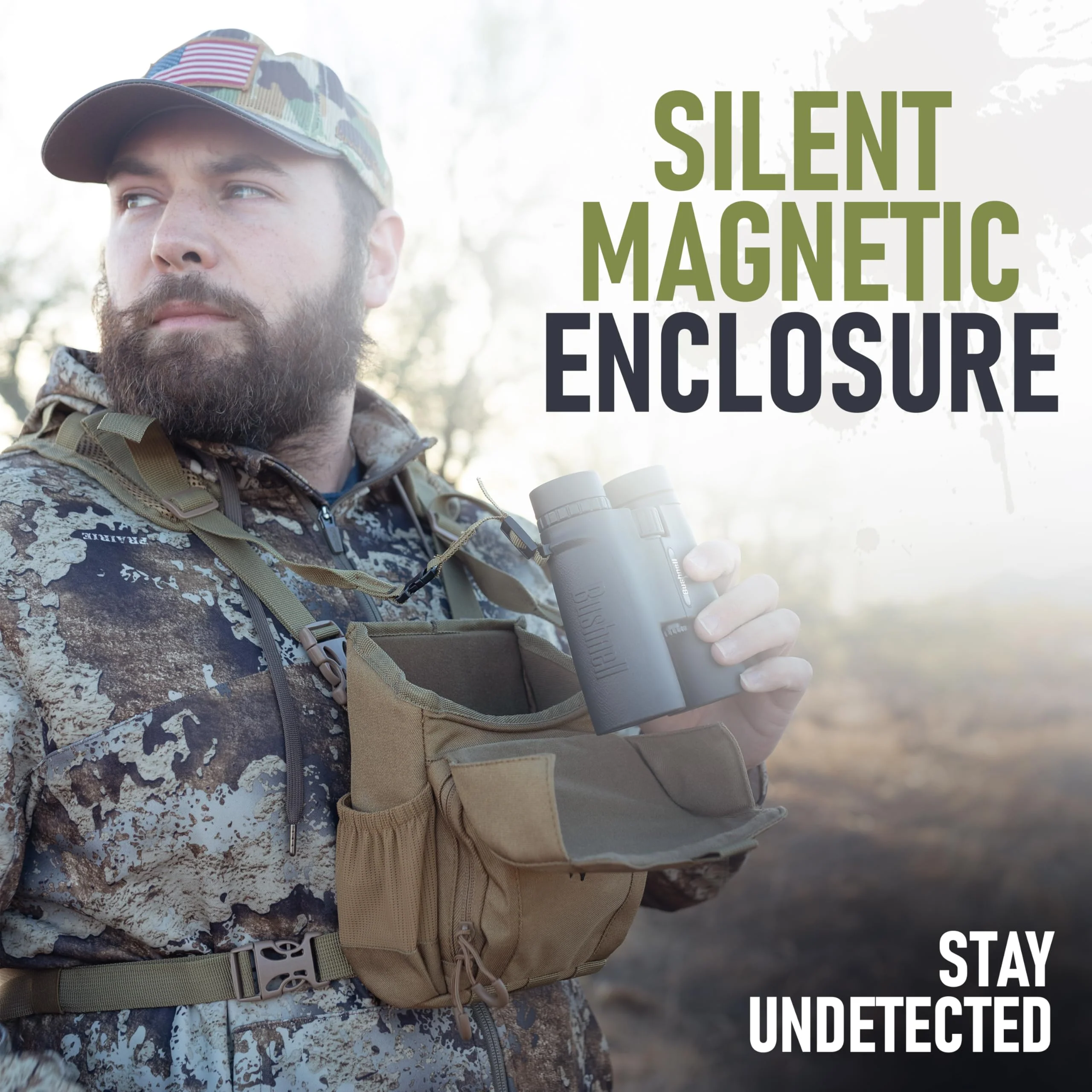 Binocular Harness Chest Pack - Lightweight Hunting Chest Rig with Rangefinder Pouch, MOLLE System Bino Harness for Bow Hunting, Tactical Chest Pack for Men, Veteran Owned Gear, Coyote - Image 2