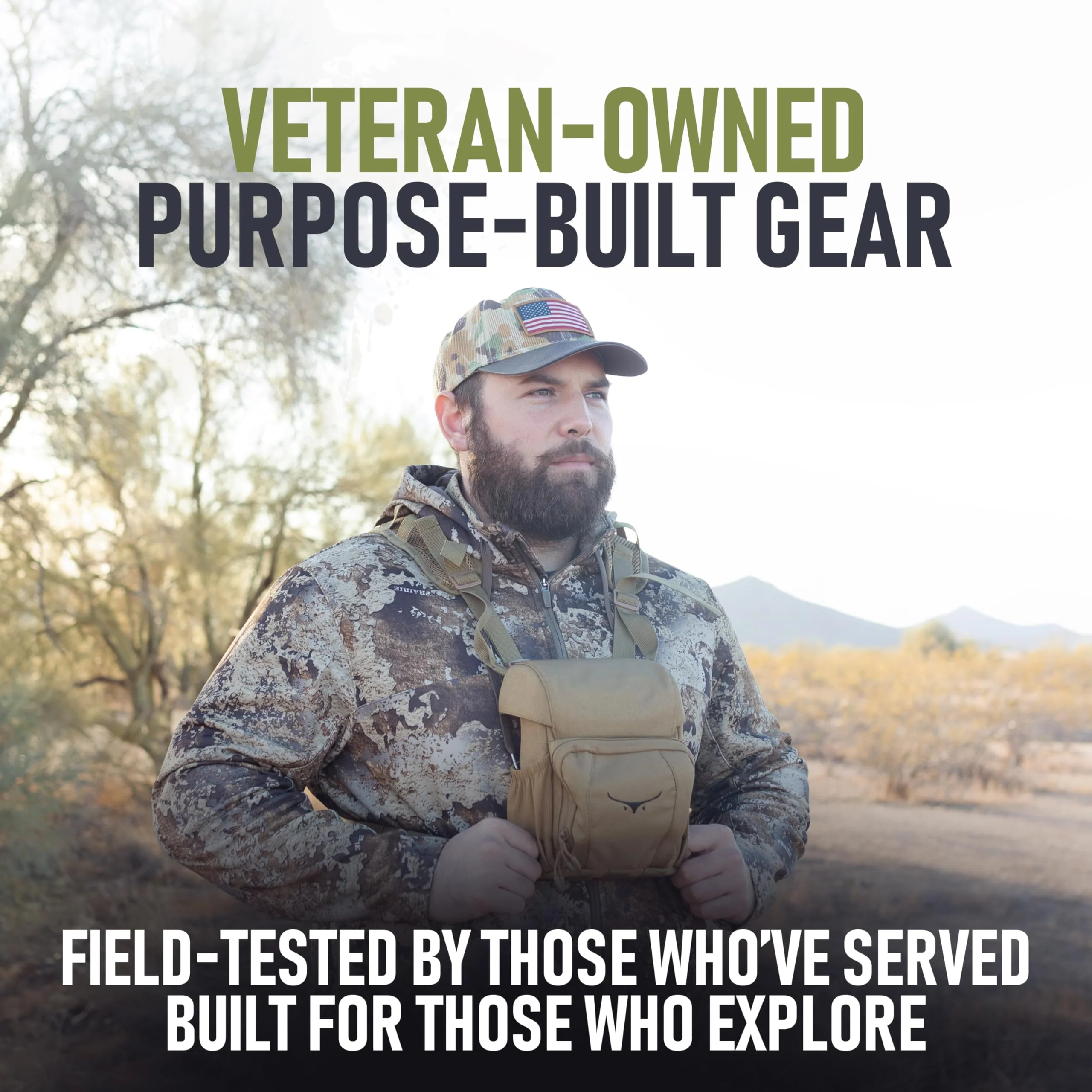 Binocular Harness Chest Pack - Lightweight Hunting Chest Rig with Rangefinder Pouch, MOLLE System Bino Harness for Bow Hunting, Tactical Chest Pack for Men, Veteran Owned Gear, Coyote - Image 7