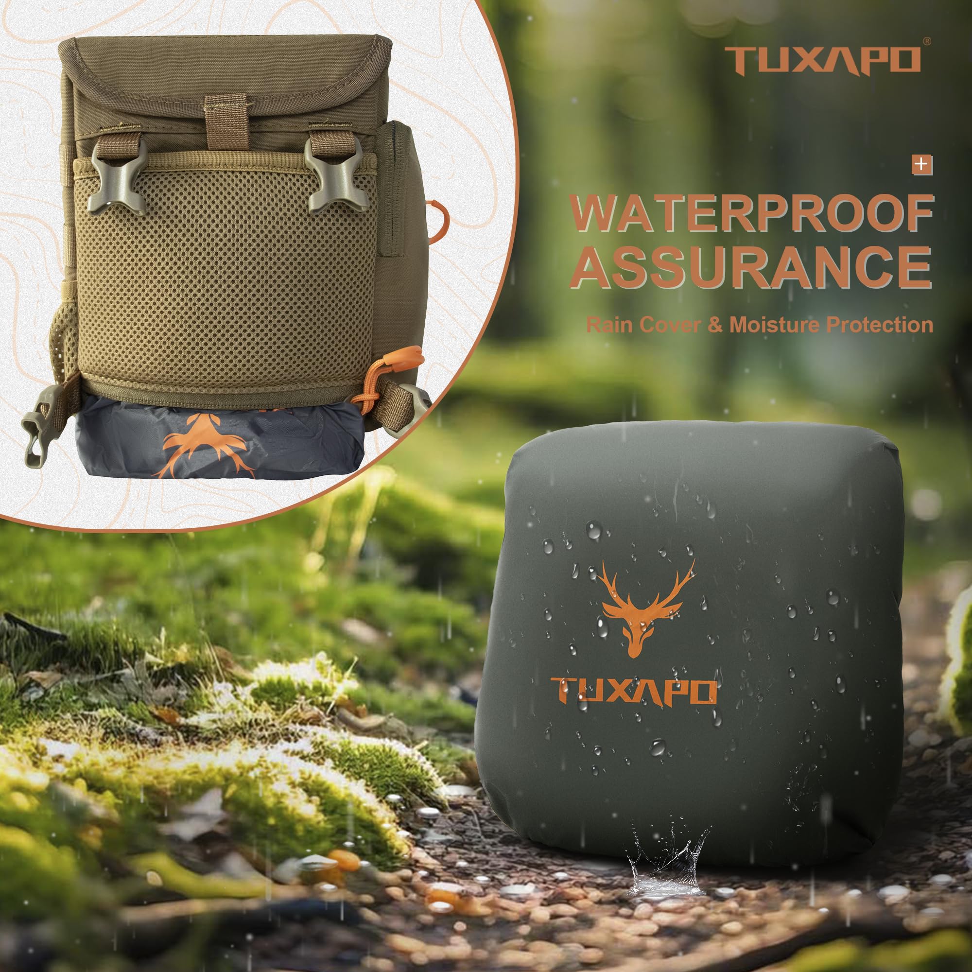 Binocular Harness Chest Pack with Rangefinder Pouch Bino Case for Hunting Hiking Shooting Coyote Brown - Image 2
