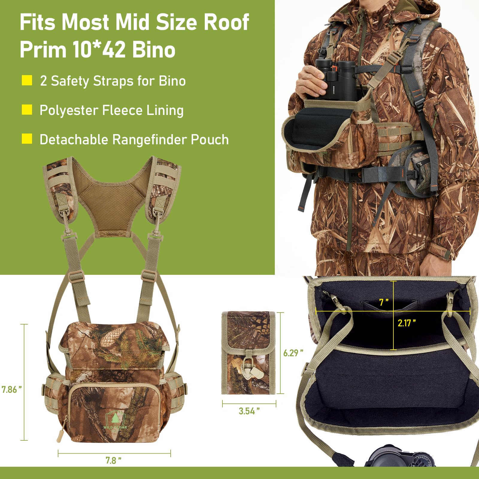 Binocular Harness Chest Pack with Rangefinder Pouch, Compatible with Most Hunting Backpacks, Bino Harness with Rain Cover for Bird Watching, Hunting, Hiking Compatible Version - Image 5