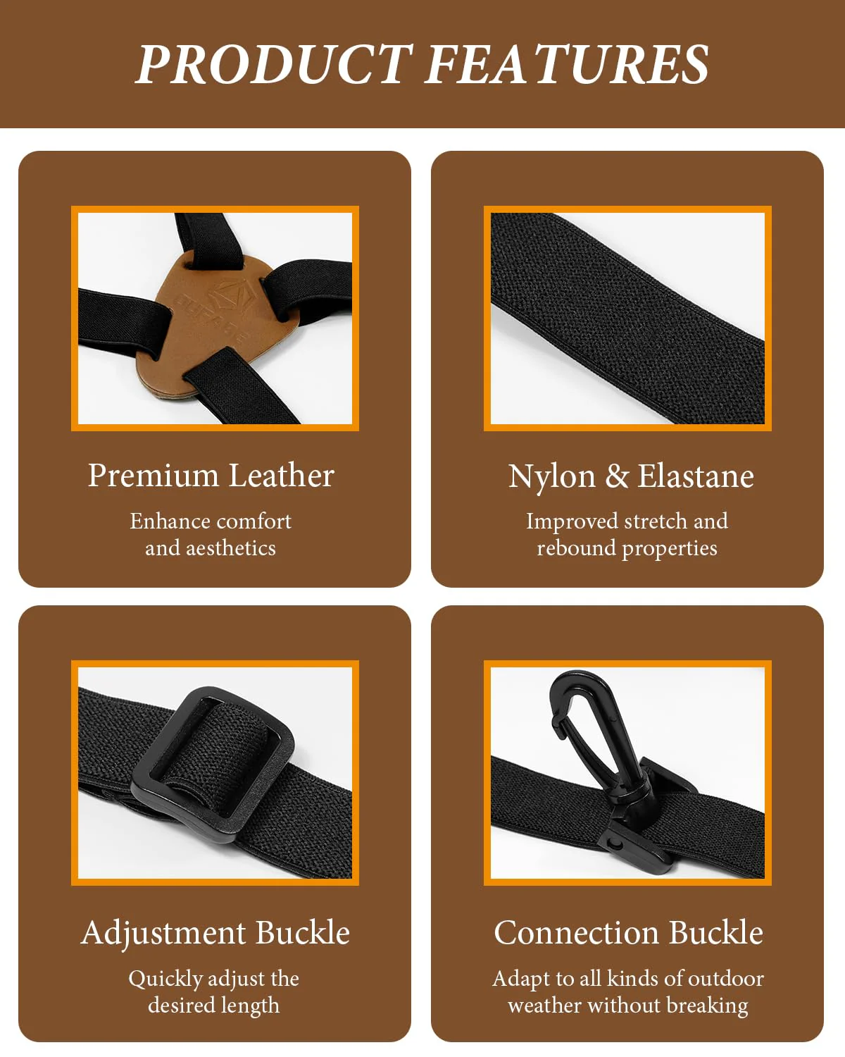 Binocular Harness Strap, Binocular Harness for Birding, X-shaped Decompression Binocular Strap Brown - Image 4