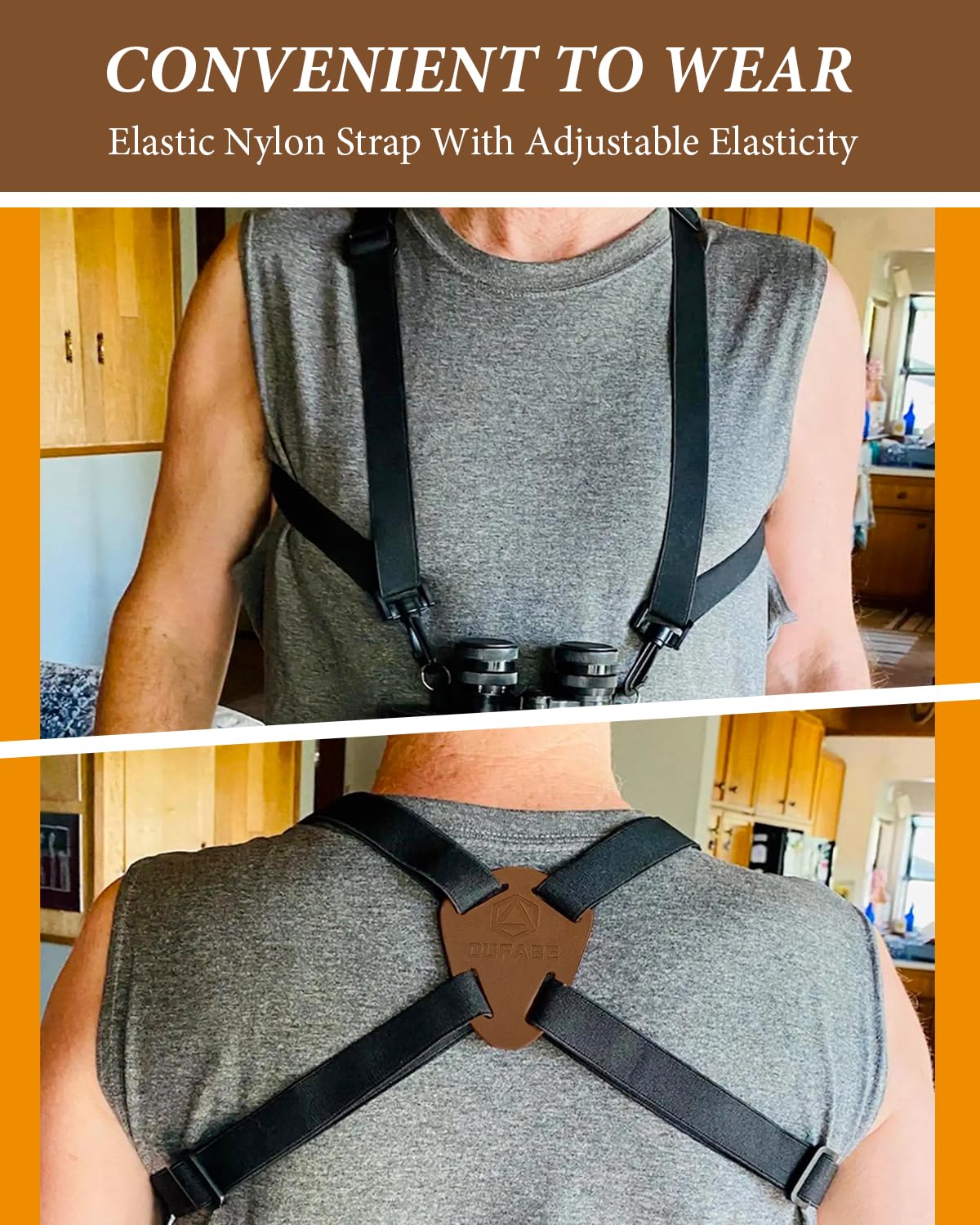Binocular Harness Strap, Binocular Harness for Birding, X-shaped Decompression Binocular Strap Brown - Image 6