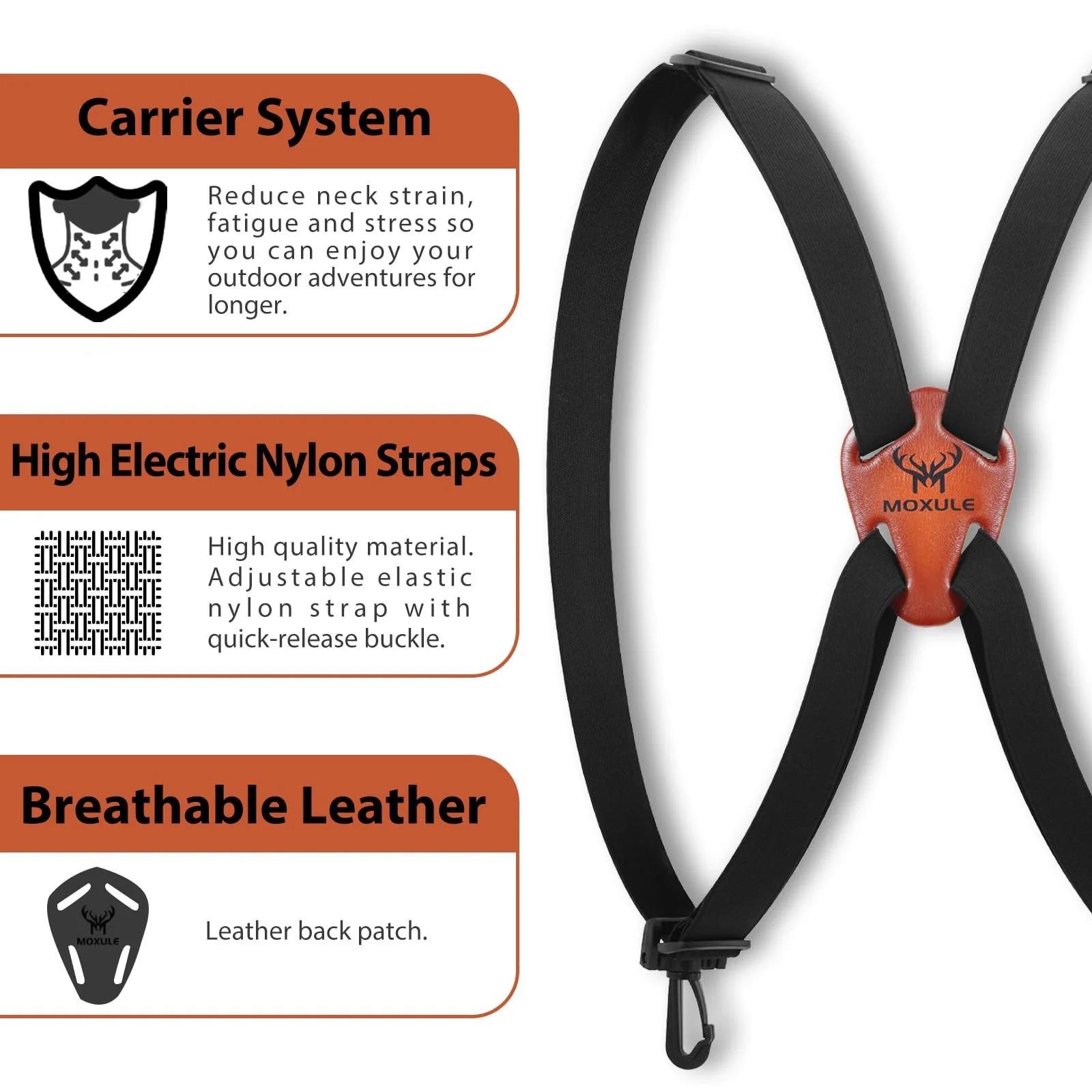 Binocular Harness Strap X-Shaped - Adjustable Bino Chest Straps for All Binoculars Hunting,Hiking and Birding - Black - Image 3