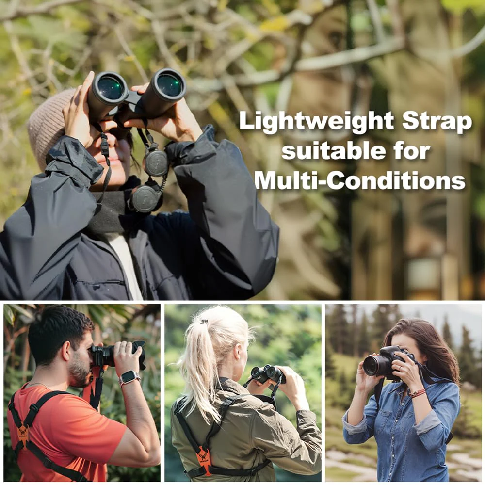 Binocular Harness Strap X-Shaped - Adjustable Bino Chest Straps for All Binoculars Hunting,Hiking and Birding - Black - Image 6