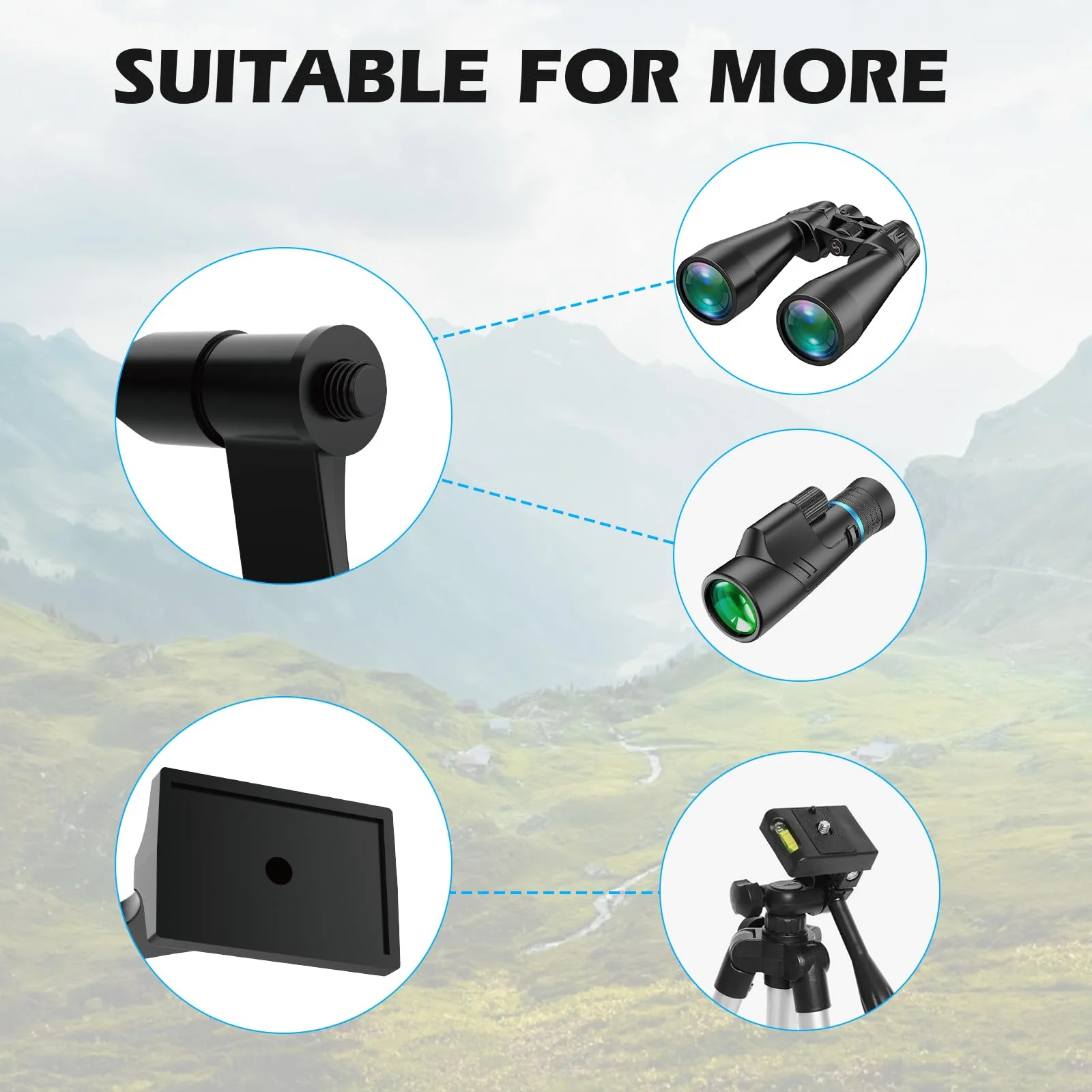 Binocular Tripod Adapter-Binocular Mount 1/4 Inch Aluminium Threading Mount,Tripod Mount Adapter for Bird Watching and Outdoors - Image 6