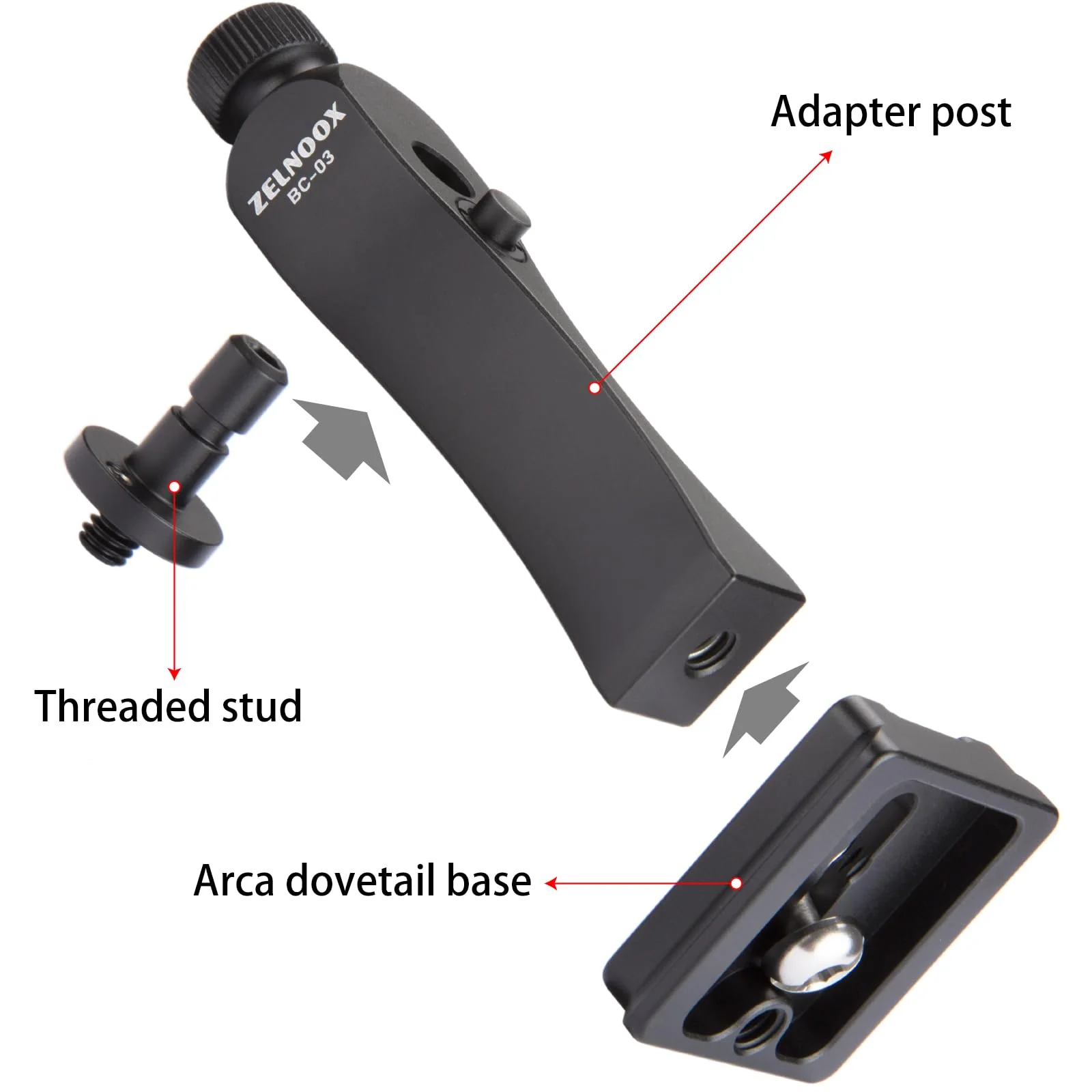 Binocular Tripod Adapter, Detachable ARCA Dovetail Quick Release Plate, 1/4" Mounting Screw Mount Hole,Anti-Drop Proof Binocular Threaded Stud - Image 3