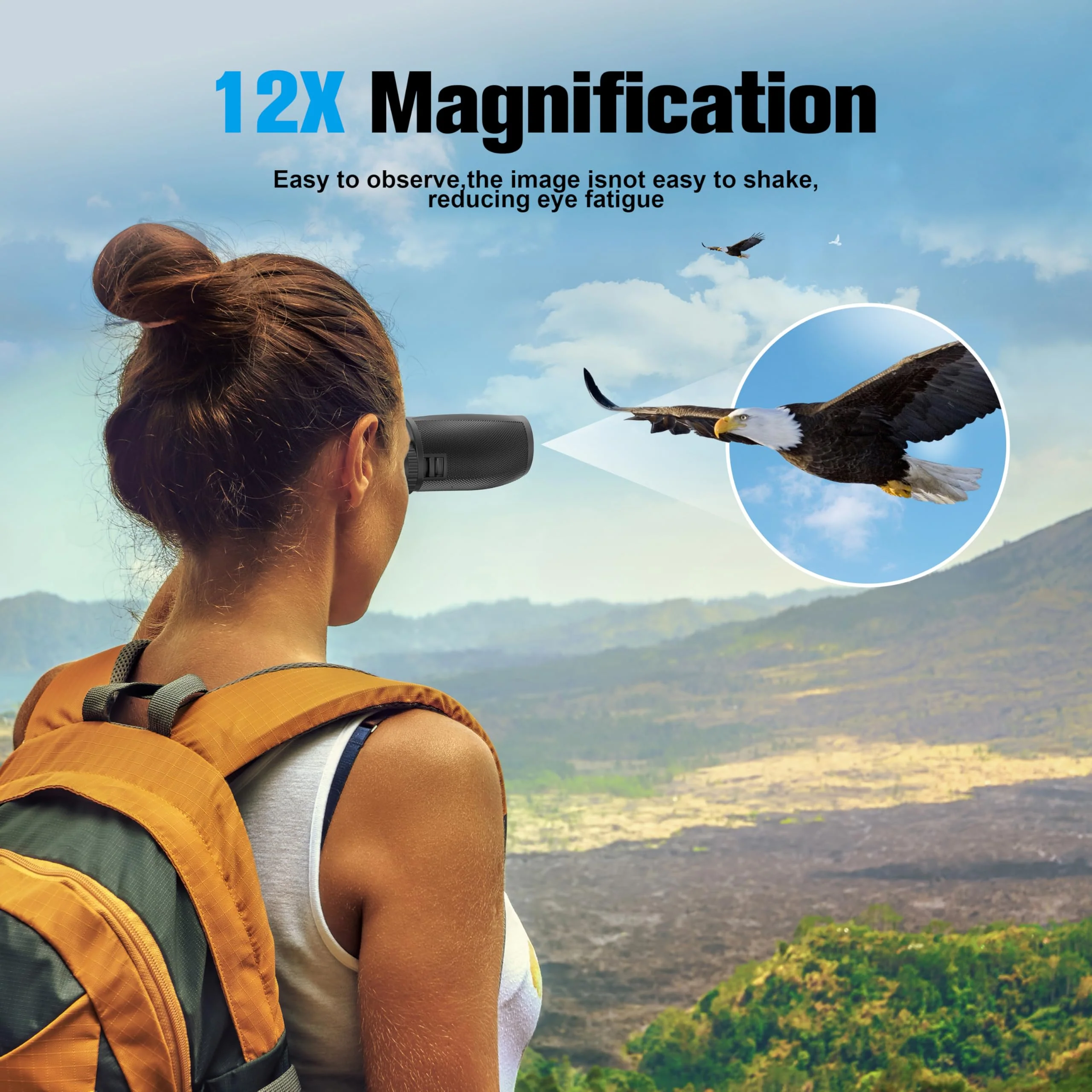 Binoculars 12x25 for Adults and Kids Night Vision Binoculars Compact Binocular Waterproof Binocular Wide Field of View for Bird Watching,Hiking,Hunting,Concert with Binocular Cases Darkgrey - Image 2