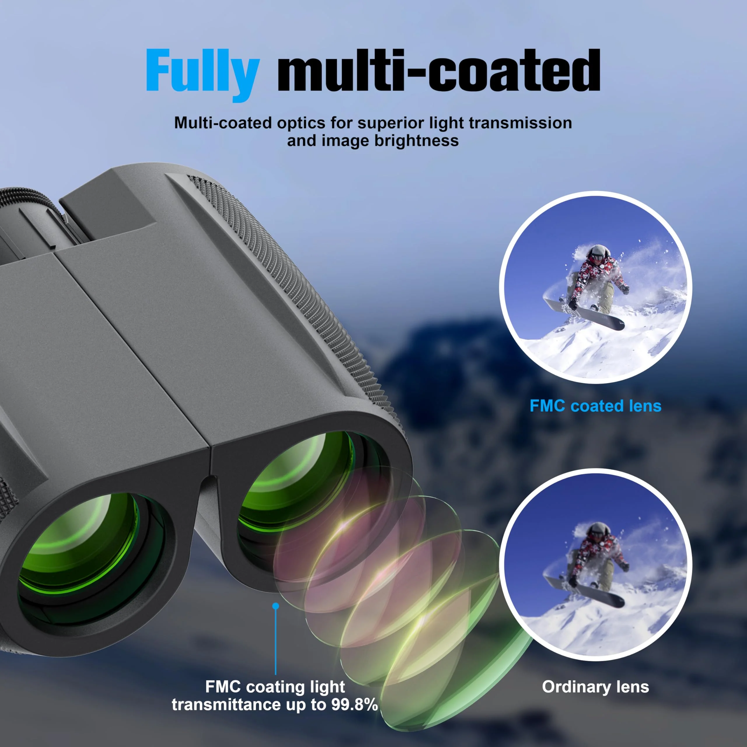 Binoculars 12x25 for Adults and Kids Night Vision Binoculars Compact Binocular Waterproof Binocular Wide Field of View for Bird Watching,Hiking,Hunting,Concert with Binocular Cases Darkgrey - Image 3