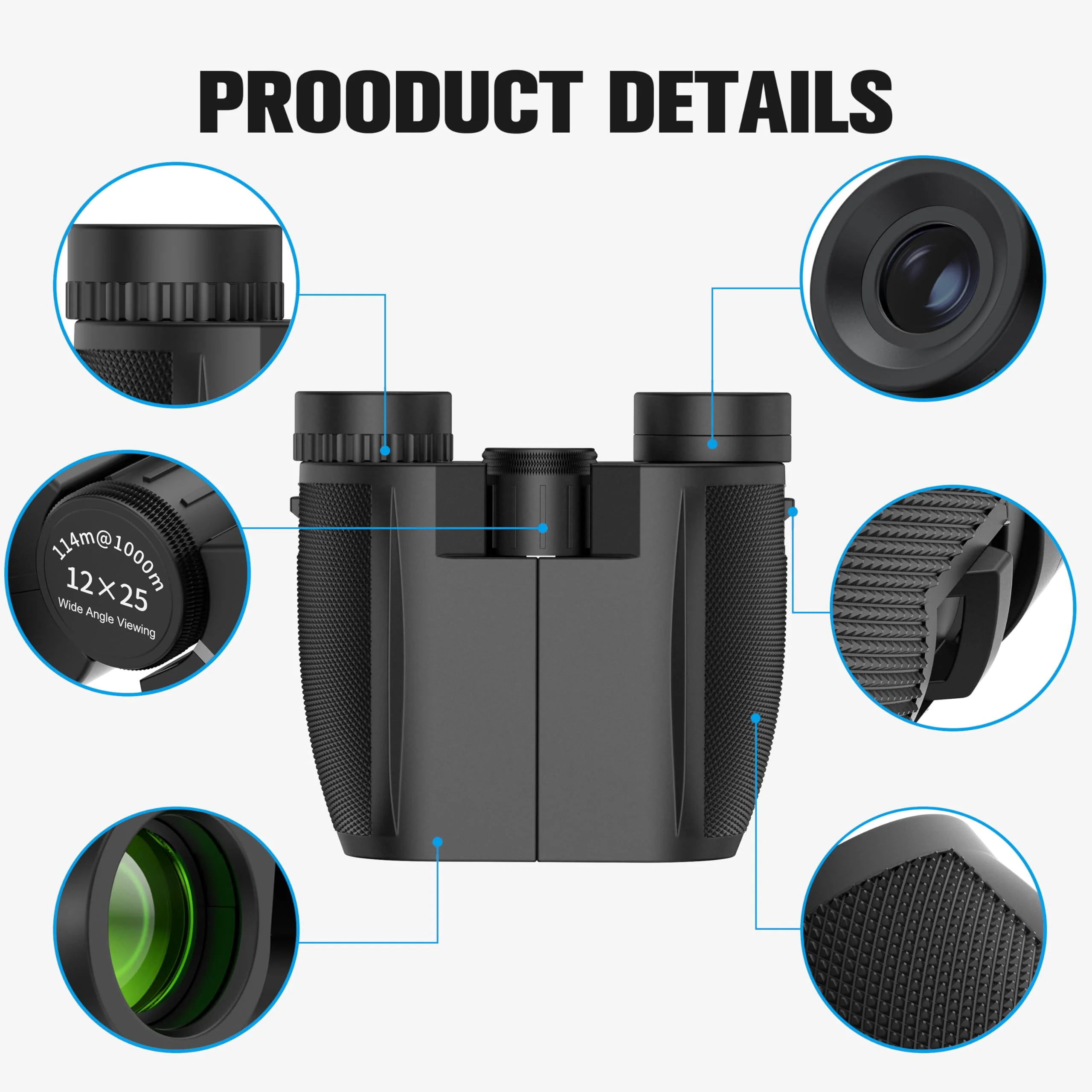 Binoculars 12x25 for Adults and Kids Night Vision Binoculars Compact Binocular Waterproof Binocular Wide Field of View for Bird Watching,Hiking,Hunting,Concert with Binocular Cases Darkgrey - Image 7