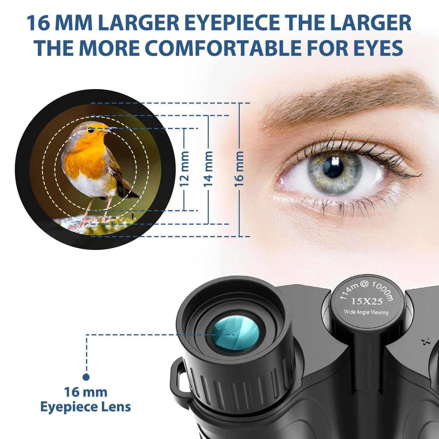 Binoculars 15x25 for Adults,Waterproof Binoculars with Low Light Night Vision, Durable & Clear Binoculars for Sightseeing,Concerts and Bird Watching Black - Image 2