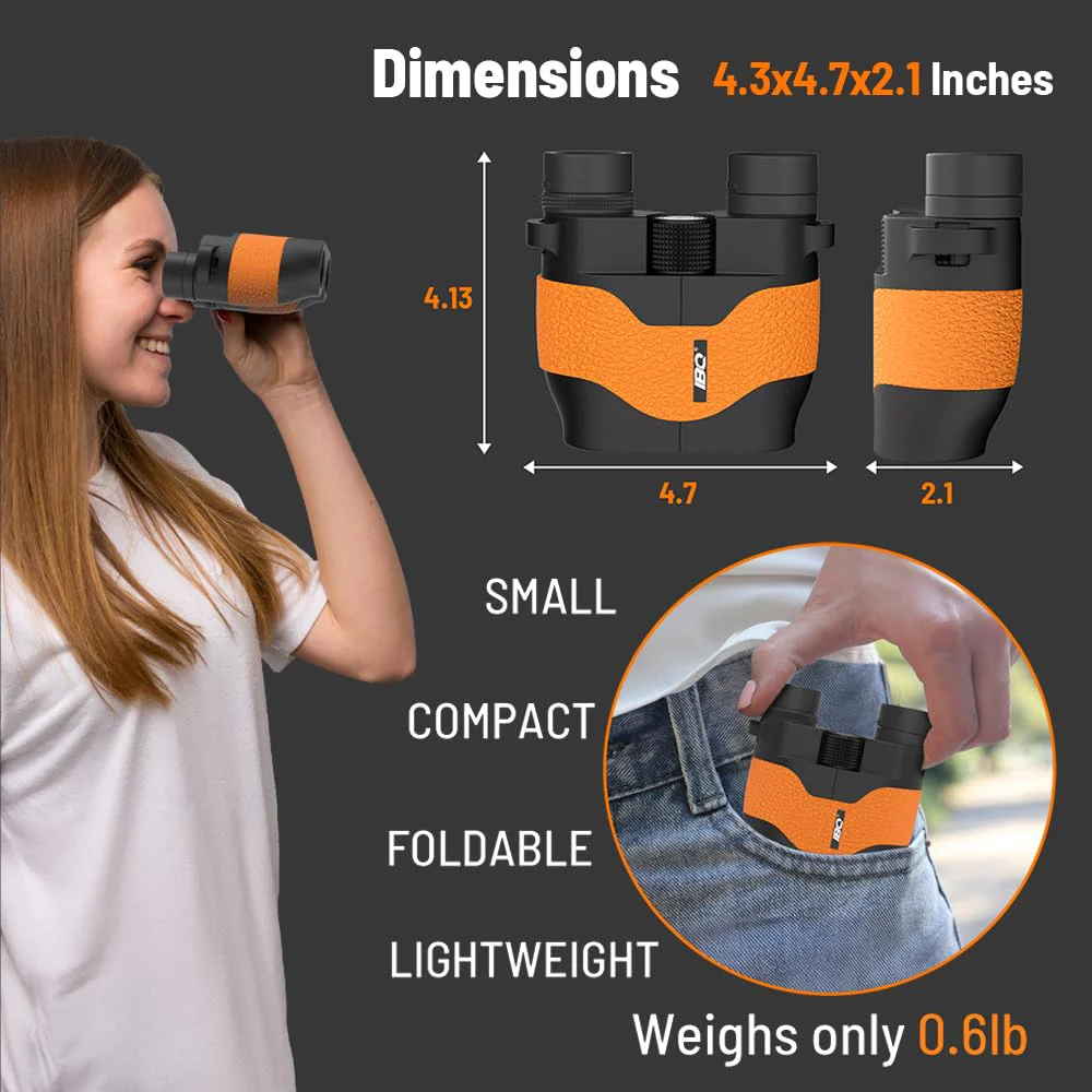 Binoculars for Kids,15X36 Compact Binocular for Adults,BAK4 Prism FMC Lens,IPX7 Waterproof Binoculars for Bird Watching,Easy Focus Binoculars Outdoor Sport,Hunting,Theater and Concerts(Orange) ORANGE - Image 4
