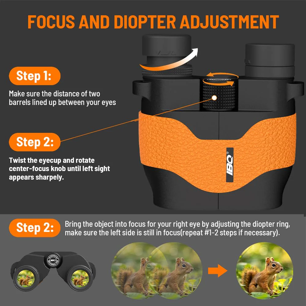 Binoculars for Kids,15X36 Compact Binocular for Adults,BAK4 Prism FMC Lens,IPX7 Waterproof Binoculars for Bird Watching,Easy Focus Binoculars Outdoor Sport,Hunting,Theater and Concerts(Orange) ORANGE - Image 6