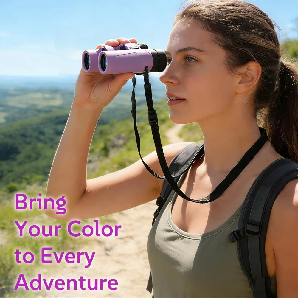 Binoculars for Kids 8-12, 10x25 Kids Binoculars for Nature Exploration, HD Childrens Binocular for Bird Watching, Hiking, Camping, Outdoor Adventure - Purple - Image 2