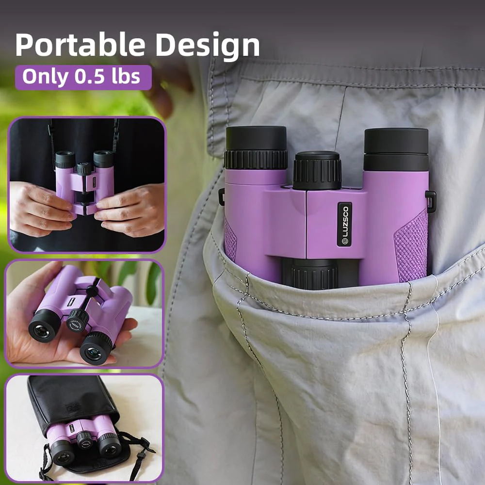 Binoculars for Kids 8-12, 10x25 Kids Binoculars for Nature Exploration, HD Childrens Binocular for Bird Watching, Hiking, Camping, Outdoor Adventure - Purple - Image 6